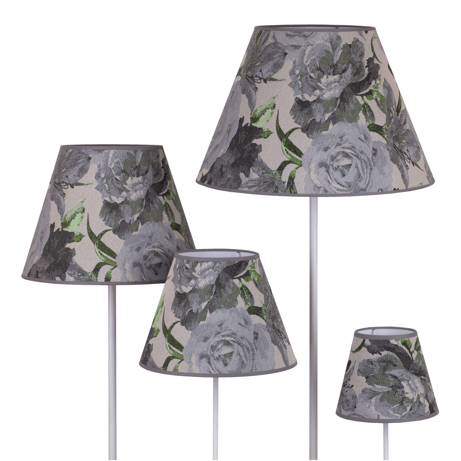 Lampenschirm Sofia Höhe 31 cm, Blumenmuster grau