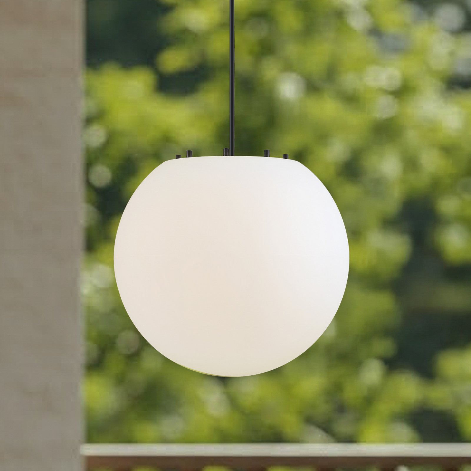 Lindby buiten hanglamp Alea, wit, kunststof, Ø 38 cm