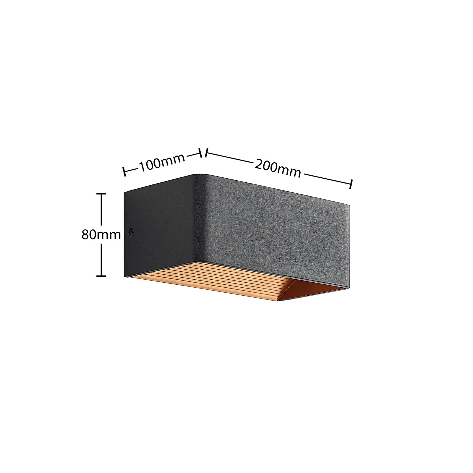 Arcchio LED-Wandlampe Karam, 20 cm, schwarz, Metall, up/down