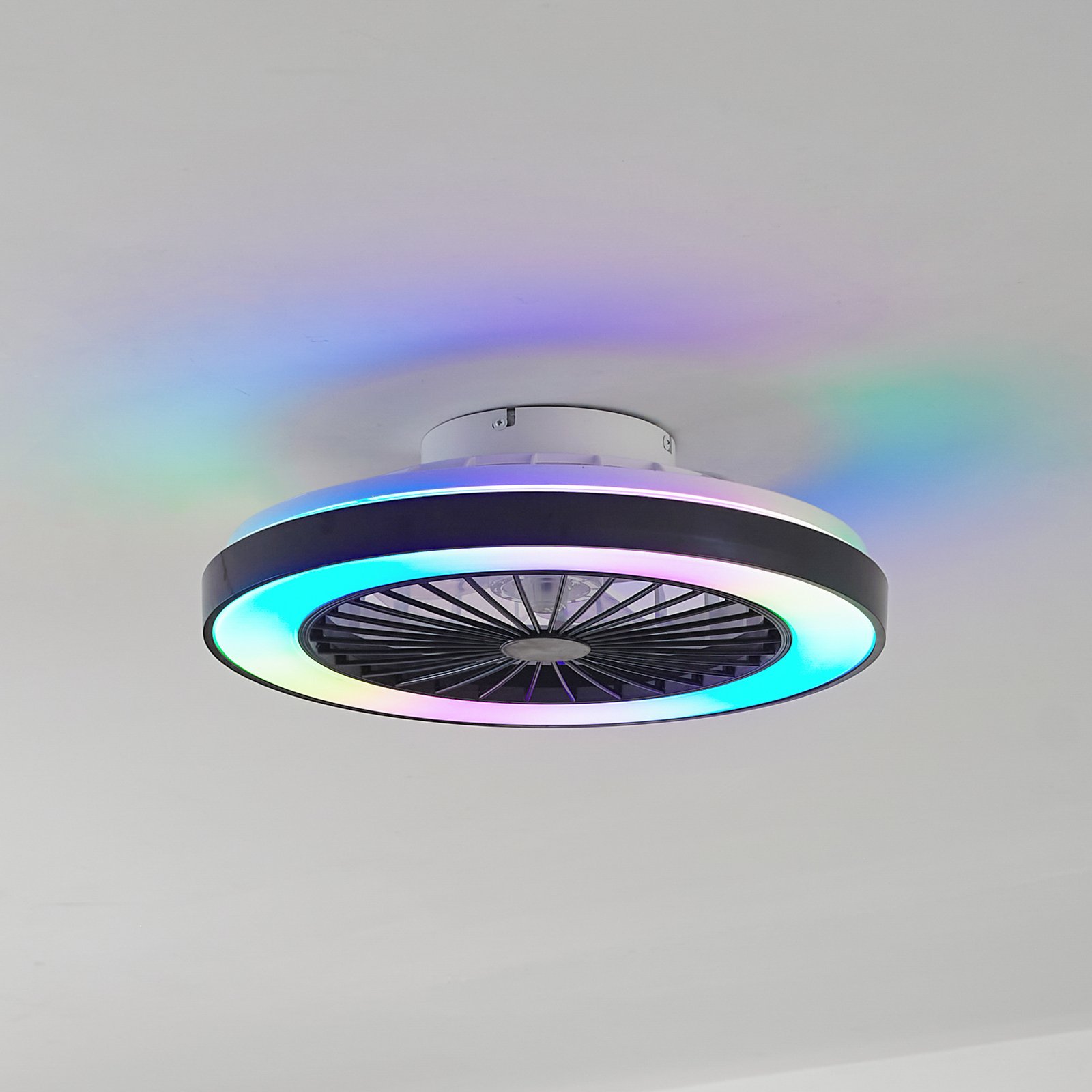 Lindby LED-Deckenventilator Teleo, Ø48 cm, schwarz, DC, Tuya