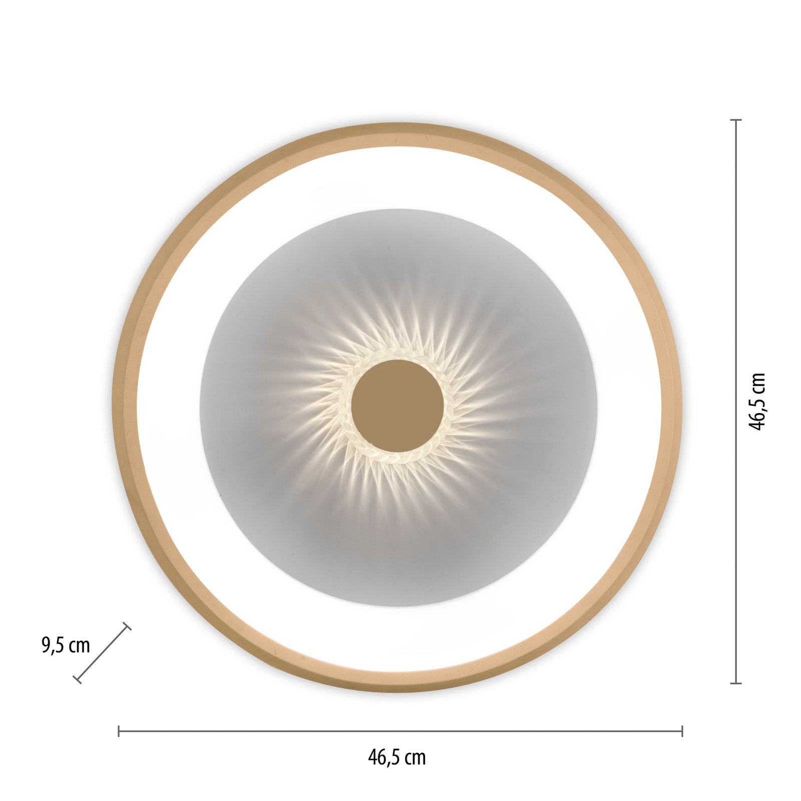 Vertigo Plafón LED, CCT, Ø 46,5 cm, latón