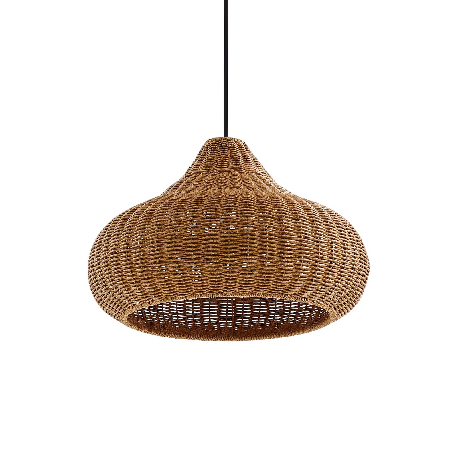 Lucande lampada a sospensione da esterno Taniola, a 2 luci, beige, rattan, IP44