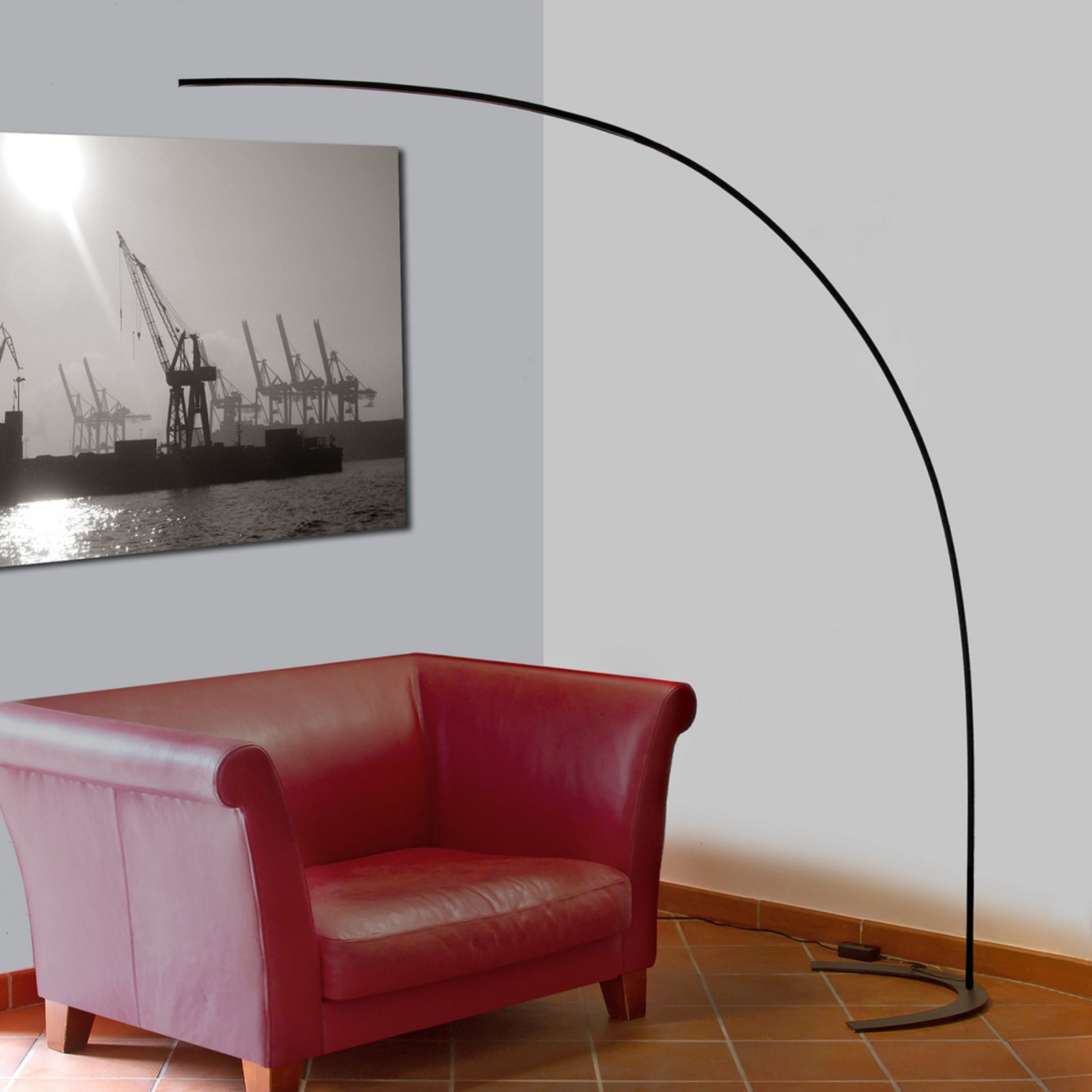 Lindby LED-Stehleuchte Danua, schwarz, Metall, Höhe 200 cm