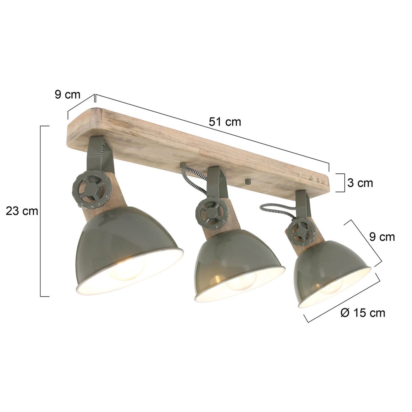 Gearwood spot tavan, 3 becuri verde