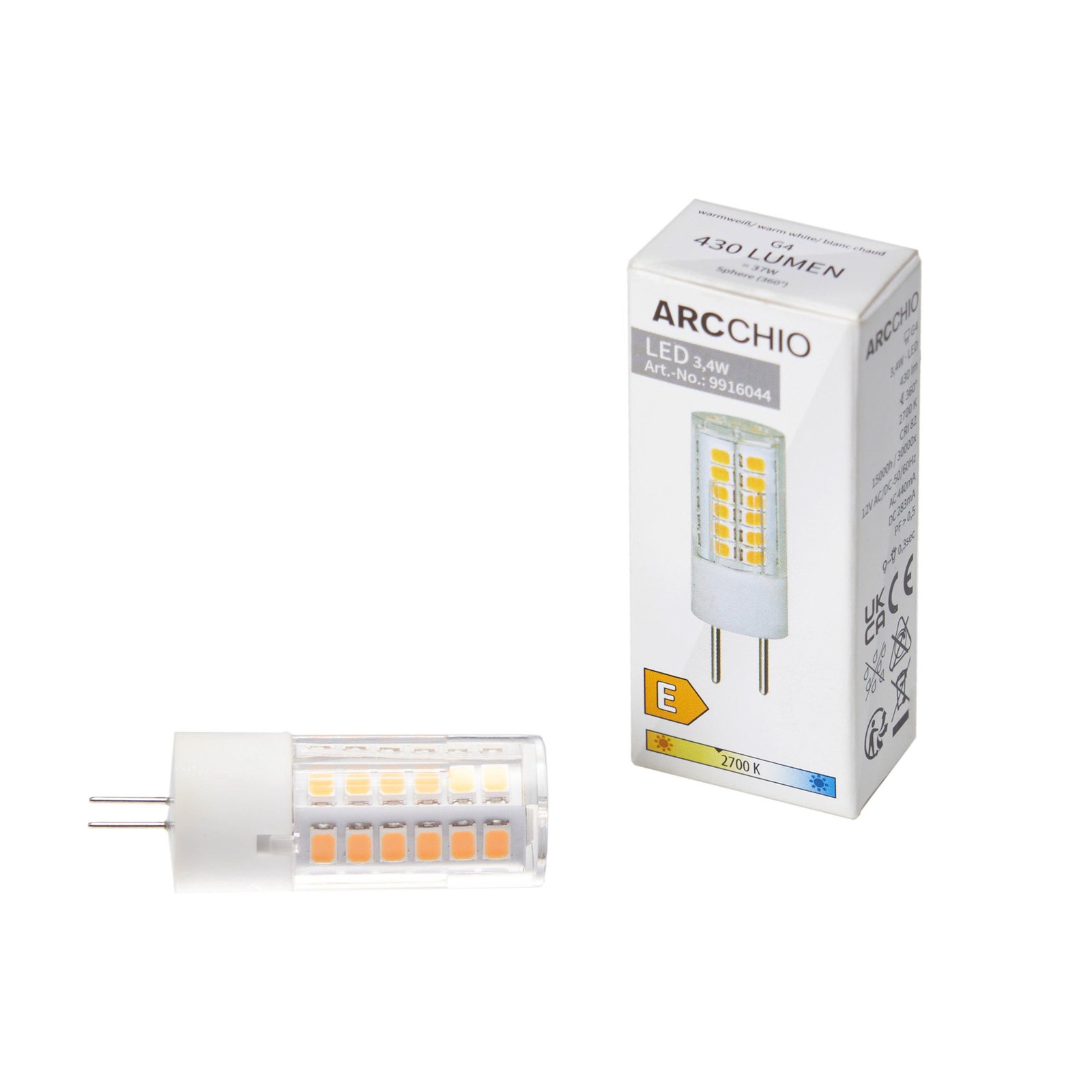 Arcchio LED lampadina con attacco a spina G4 3,4W 2.700K 3 pezzi