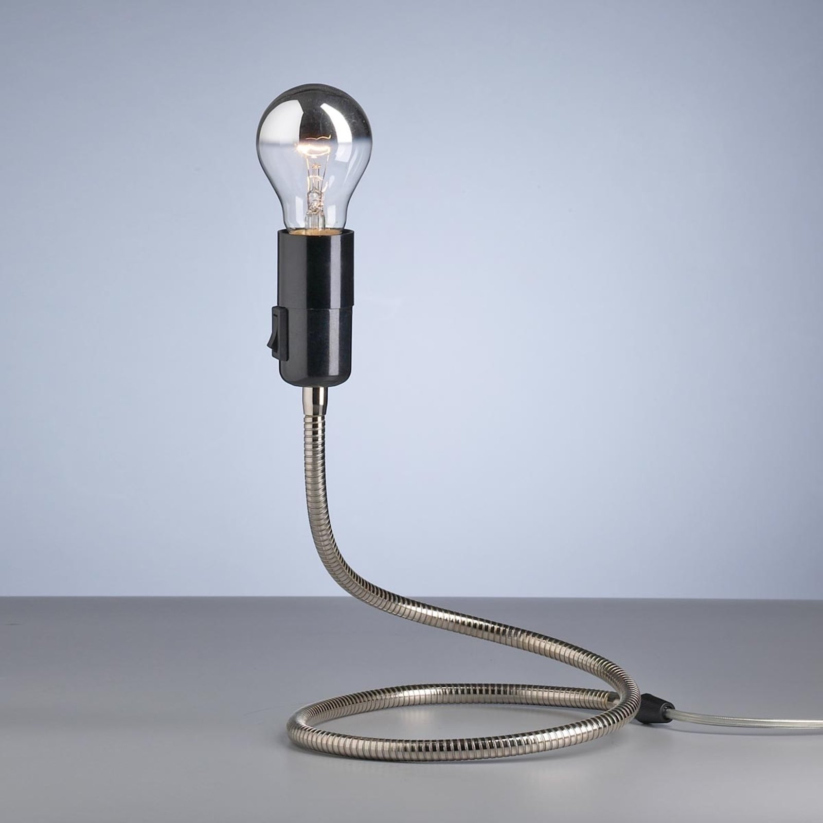 TECNOLUMEN Lampada da tavolo Lightworm, nichelata