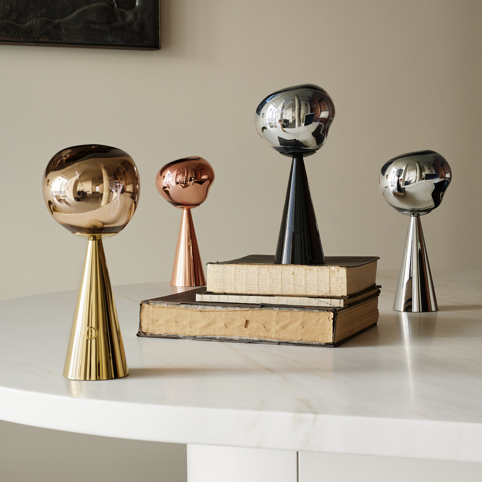 Tom Dixon LED rechargeable table lamp Melt Portable, silver, 28.5 cm