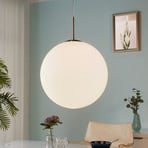 Lindby hengelampe Marike, Ø 40 cm, hvit, glass, kuppel, E27