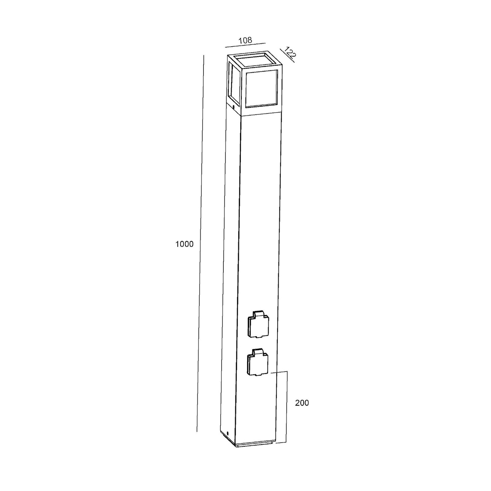 Facado kontaktligzdas rozetes kolonna, augstums 100 cm