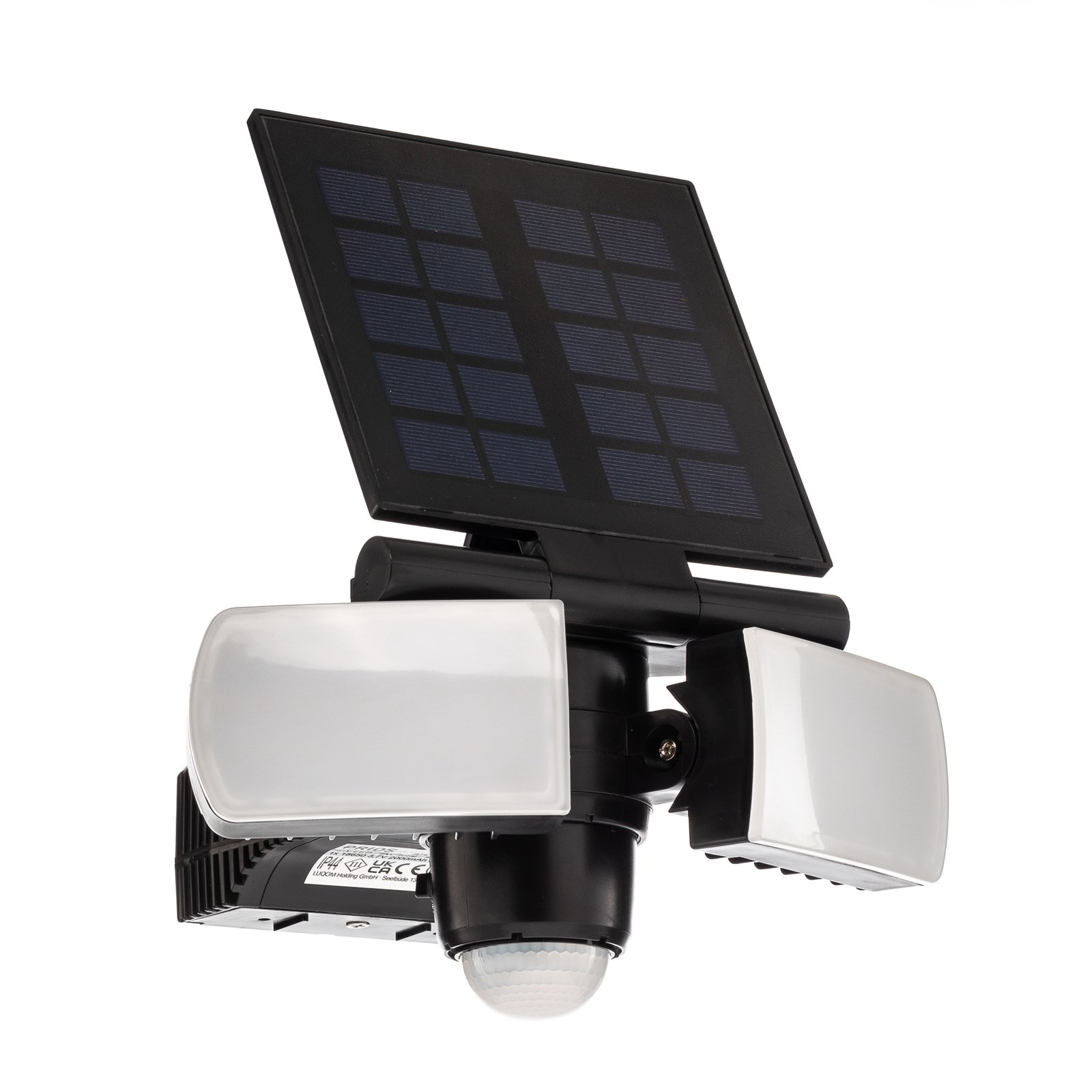 Prios LED reflector solar de perete Wrenley, negru, senzor