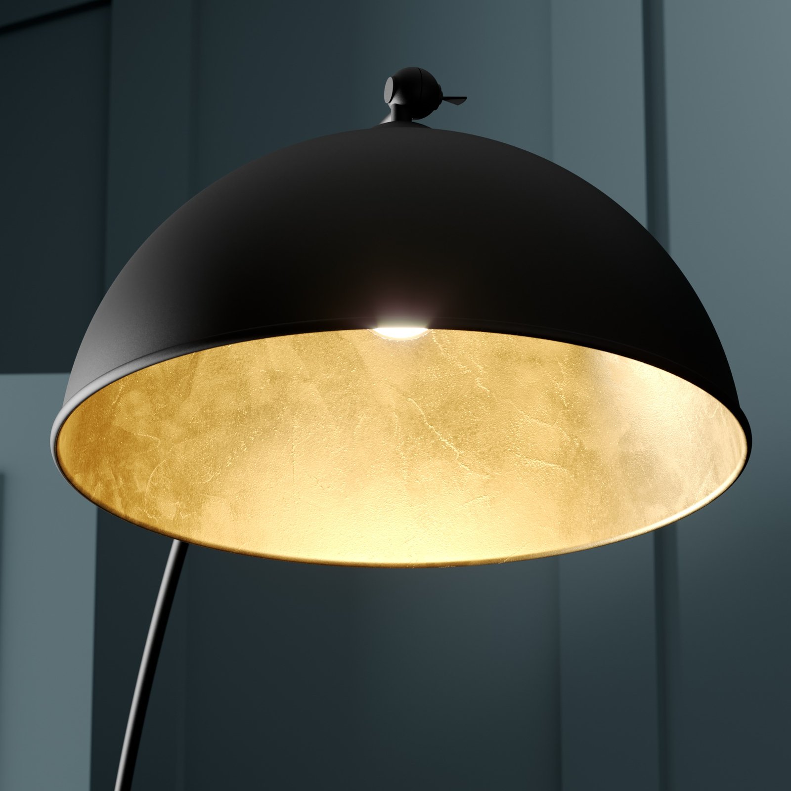 Lindby Bogenlampe Jonera, schwarz, Metall, E27, Höhe 185cm