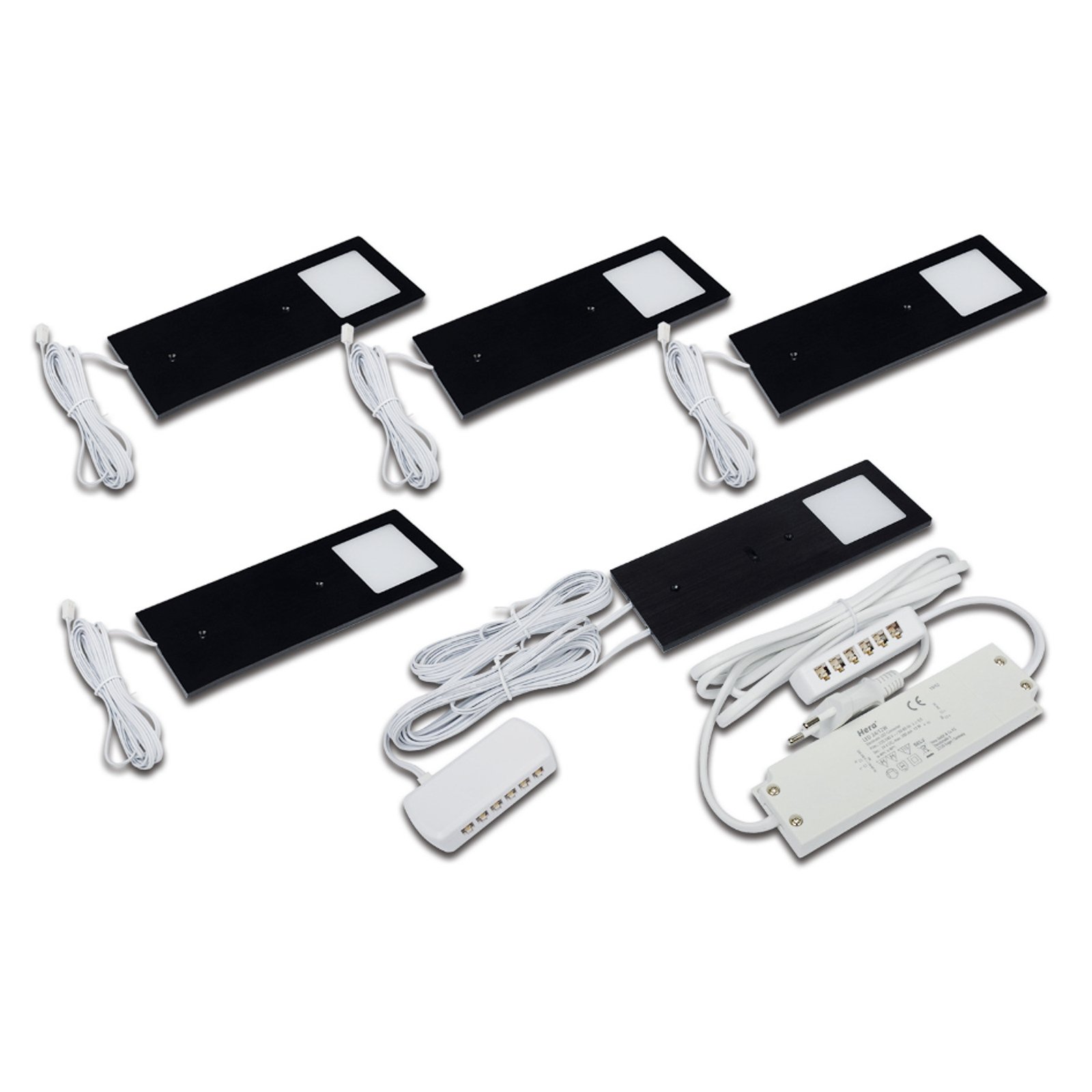 LED bajo mueble Eco-Pad F set x 5 3.000K negro