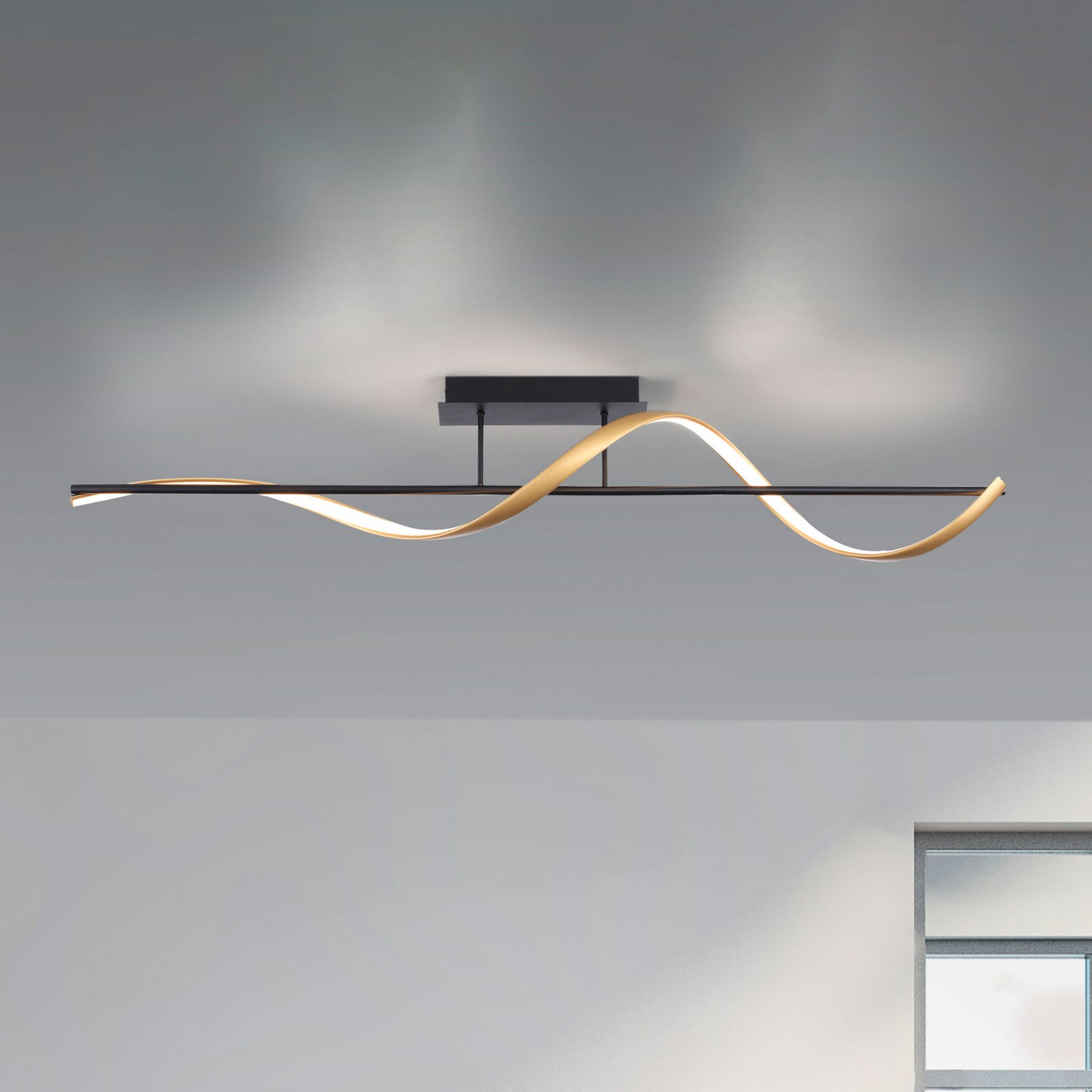 Paul Neuhaus Q-Swing plafondlamp antraciet/messing