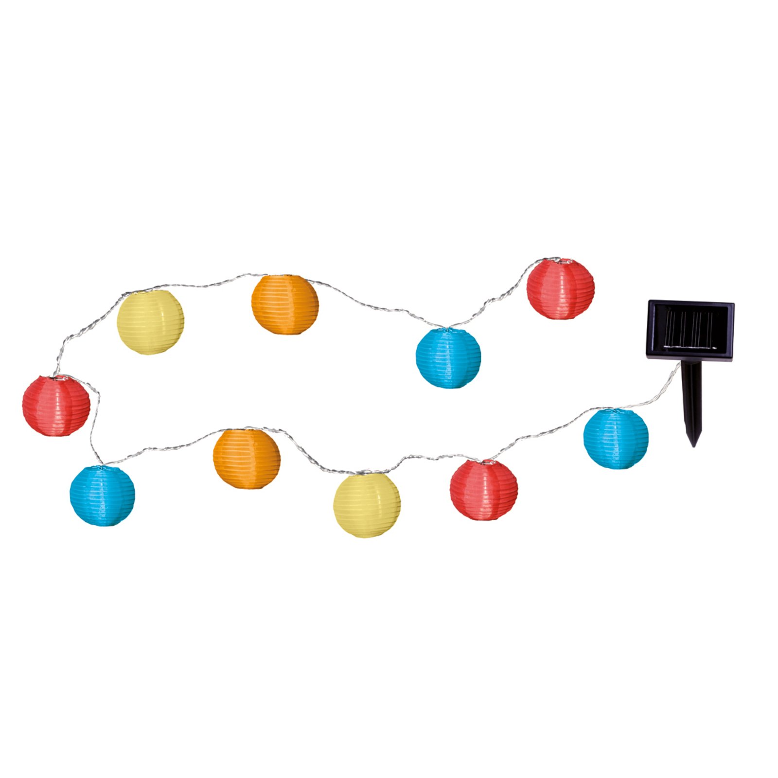 Bunte LED Solarlichterkette mit 10 Lampions