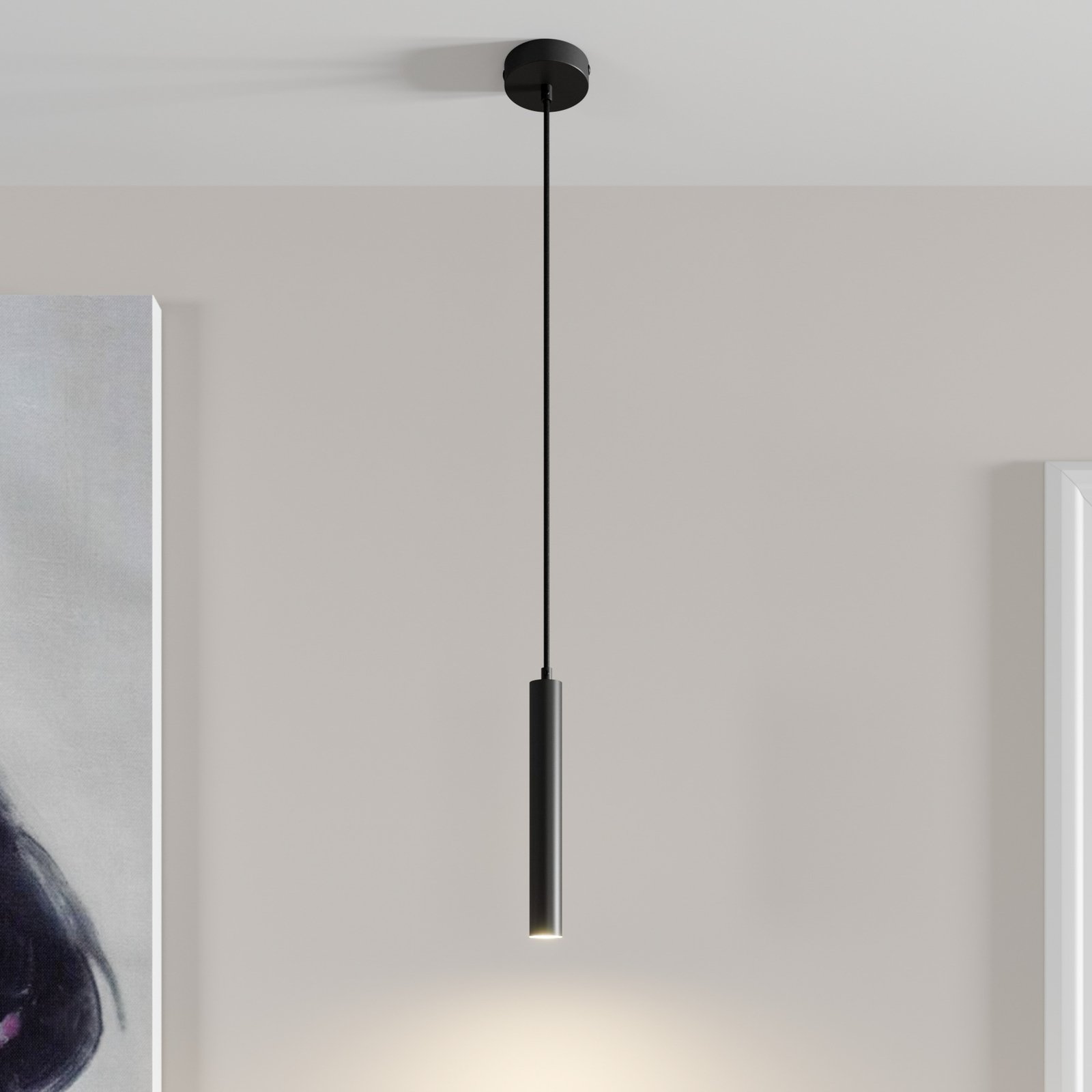 Arcchio LED-Pendelleuchte Franka, 1-flg., Ø 4 cm, schwarz
