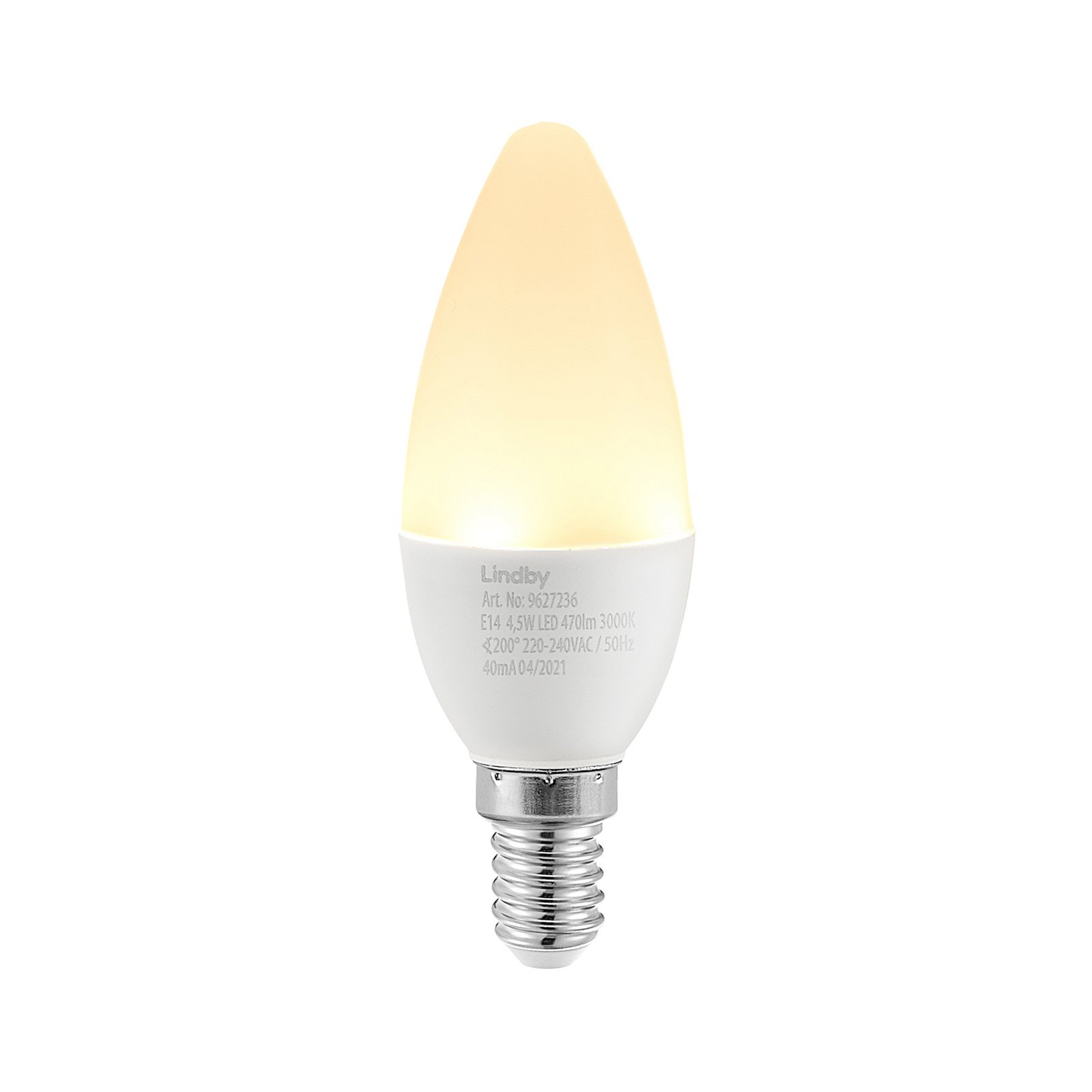 Lindby LED lampă lumânare, E14, C35, 4.5 W, opal, 3,000 K