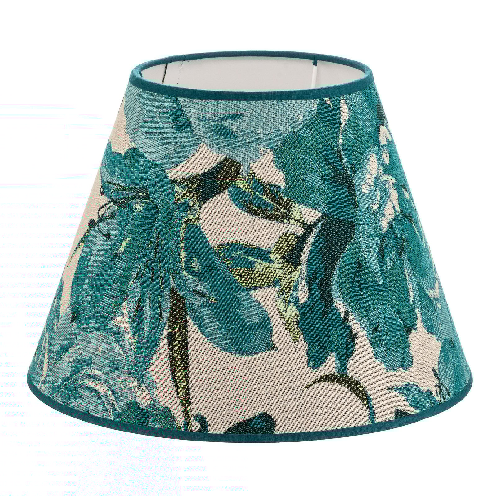 Lampu abažūrs Sofia augstums 21 cm, ziedu raksts tirkīza krāsā
