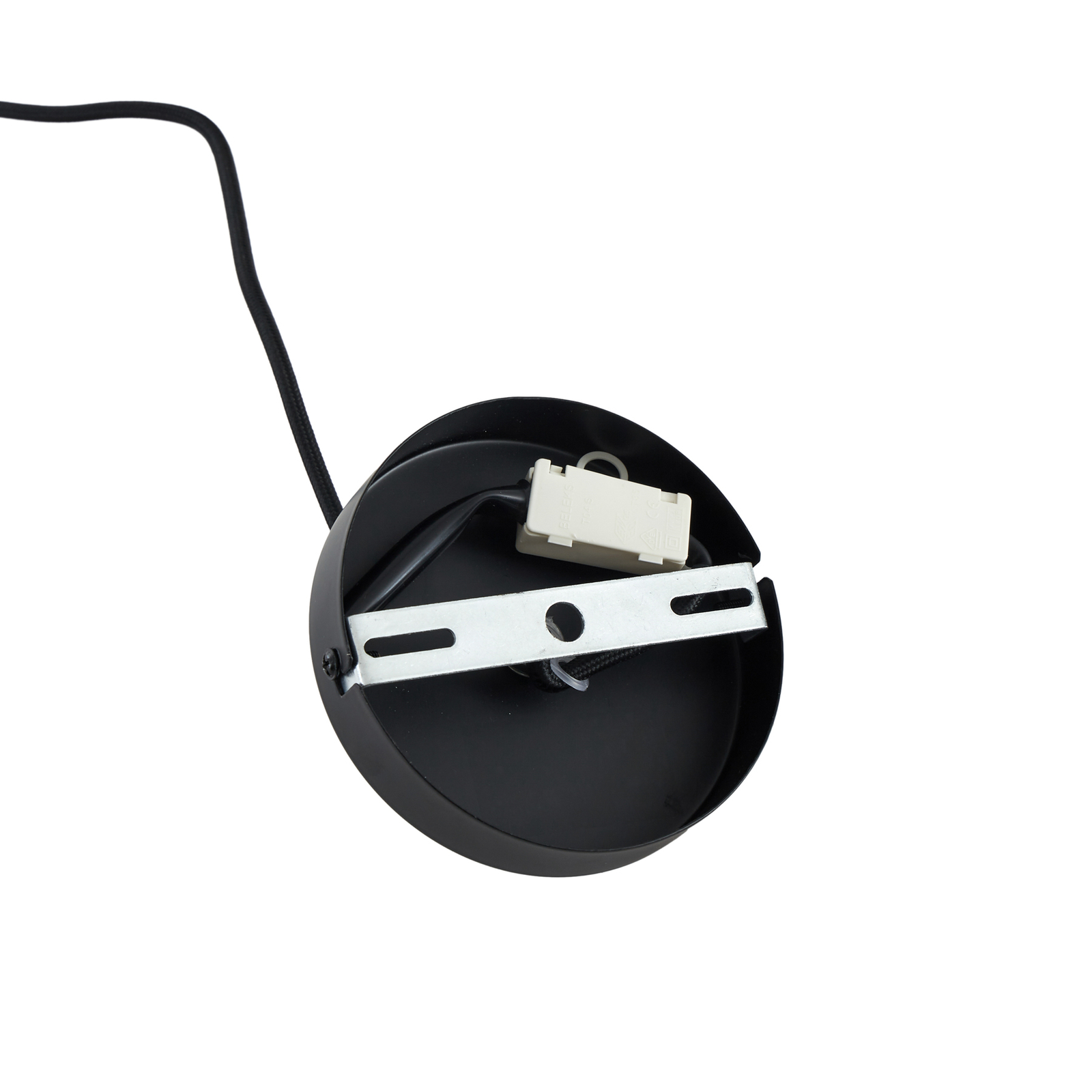 Candeeiro suspenso Lindby Astraia, natural/preto, linho, Ø 80 cm