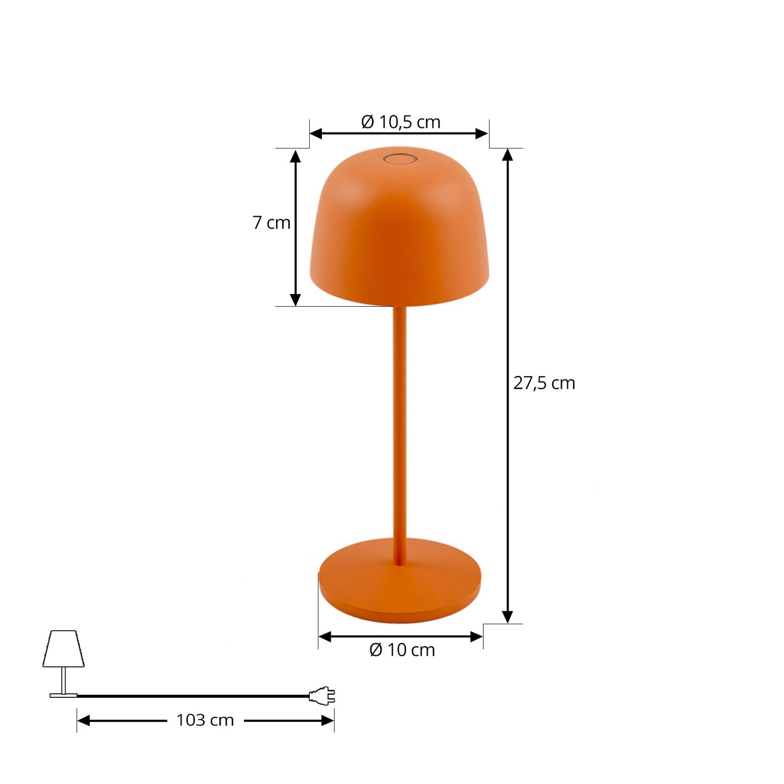 Lindby LED-Lampa de masă cu baterie Arietty, portocaliu, dimabil, IP65