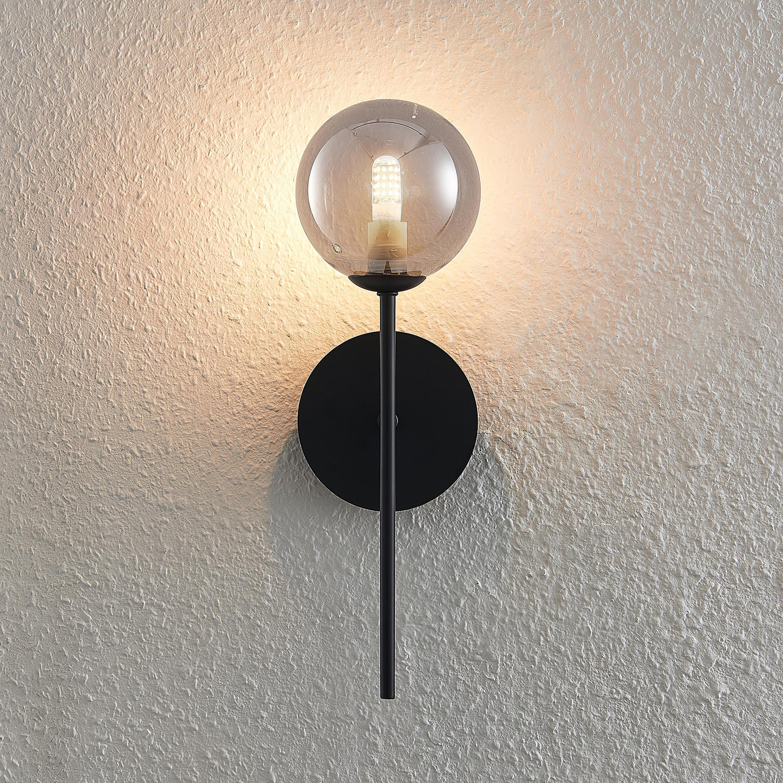 Lucande Candeeiro de parede Wynona, 1 luz preto