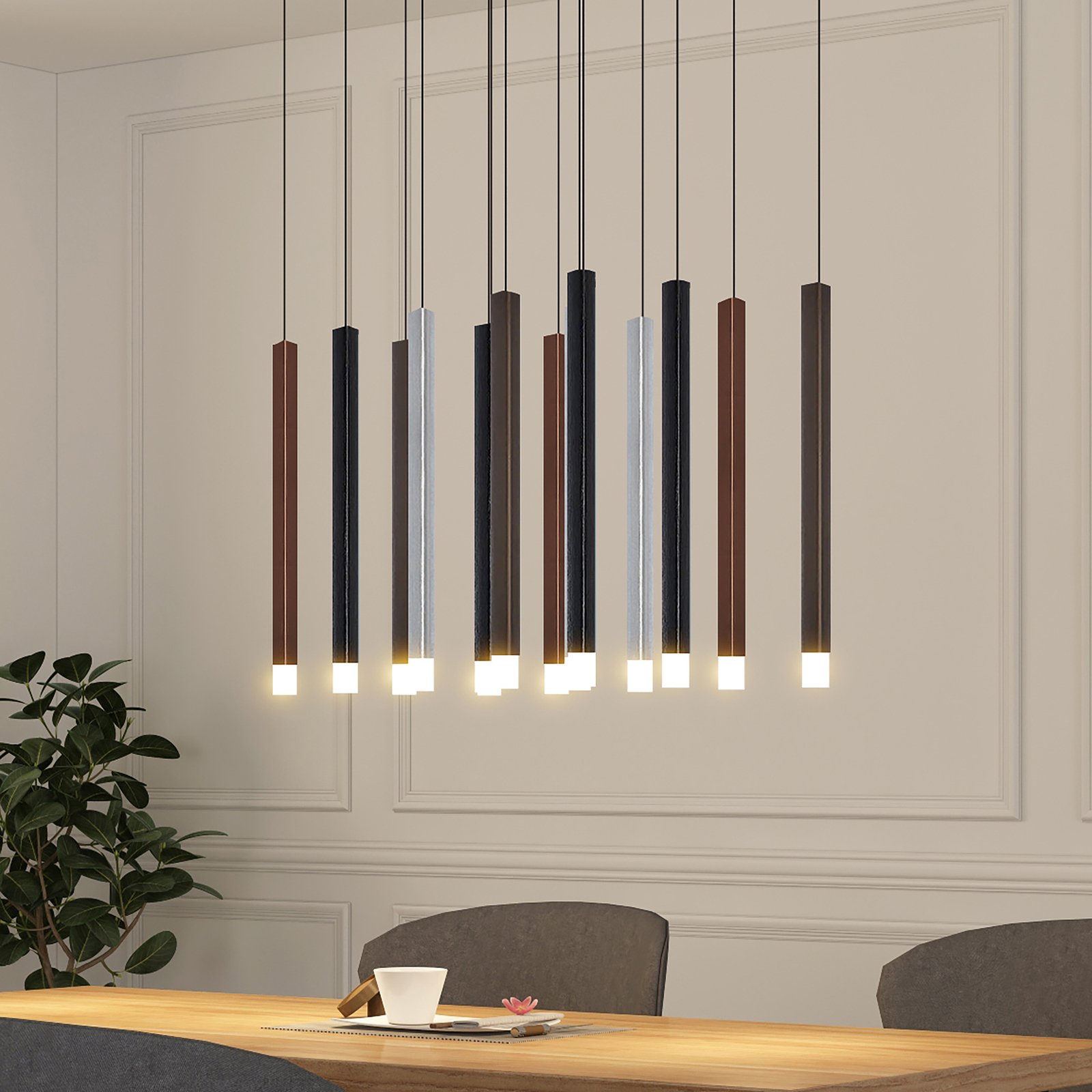 Lucande LED függőlámpa Stoika, 80cm, 16 fényű, szögletes, szögletes