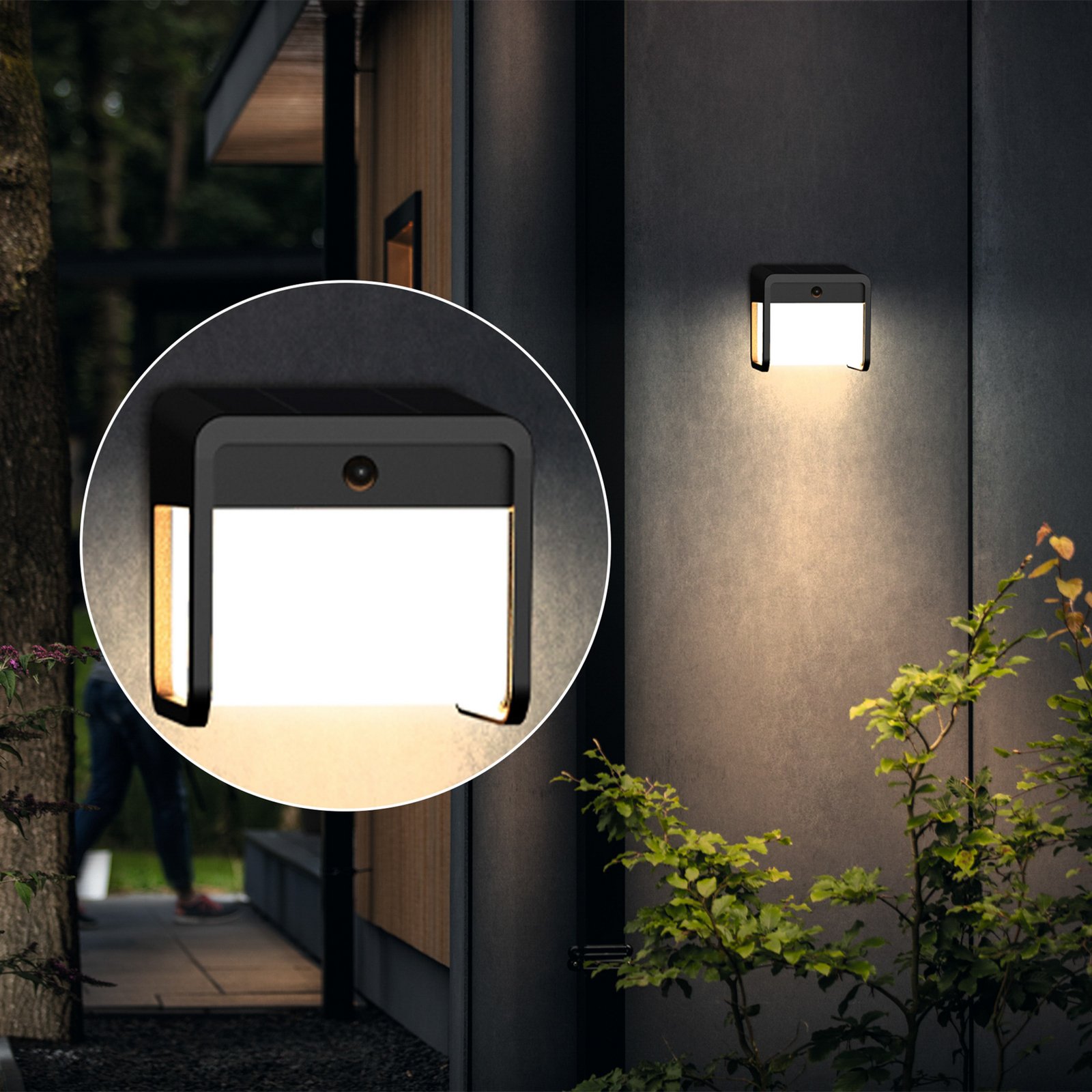 Philips LED solar outdoor wall light Ezra UE, plastic, IP44