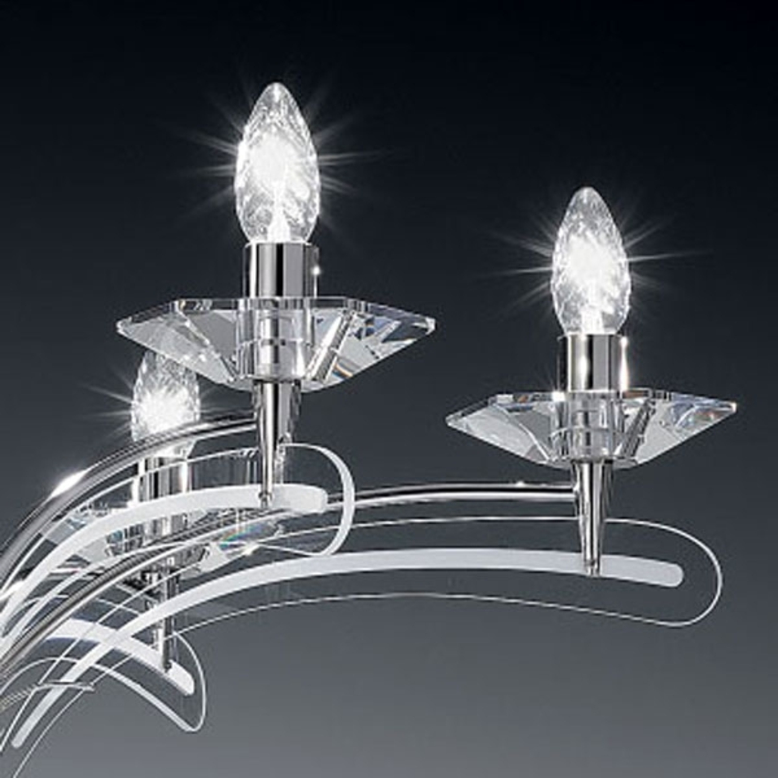 Chandelier ICARO with crystal glass 6-bulb, chrome