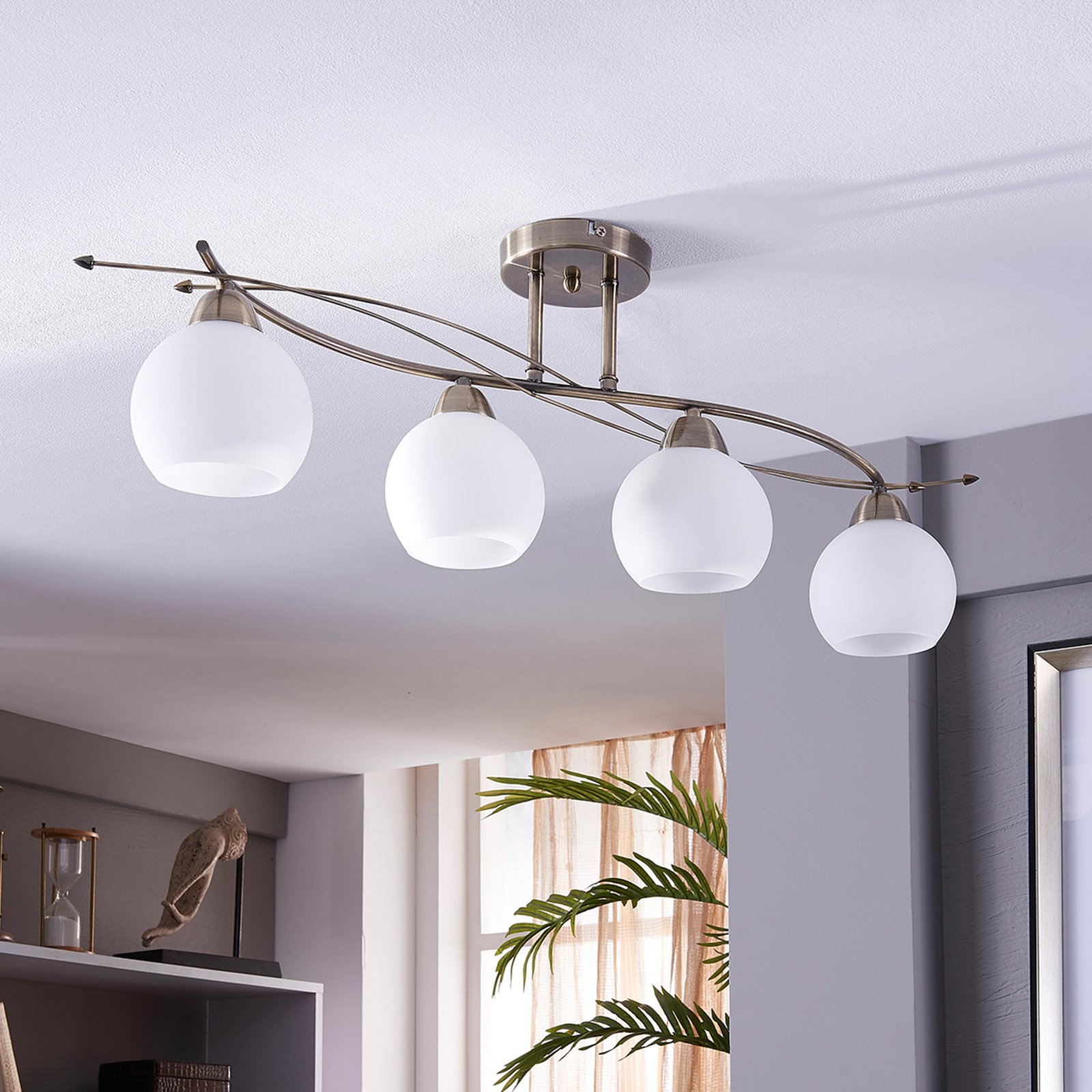 Lampa sufitowa Lindby Leanda, 80 cm, 4-punktowa, metal, szkło