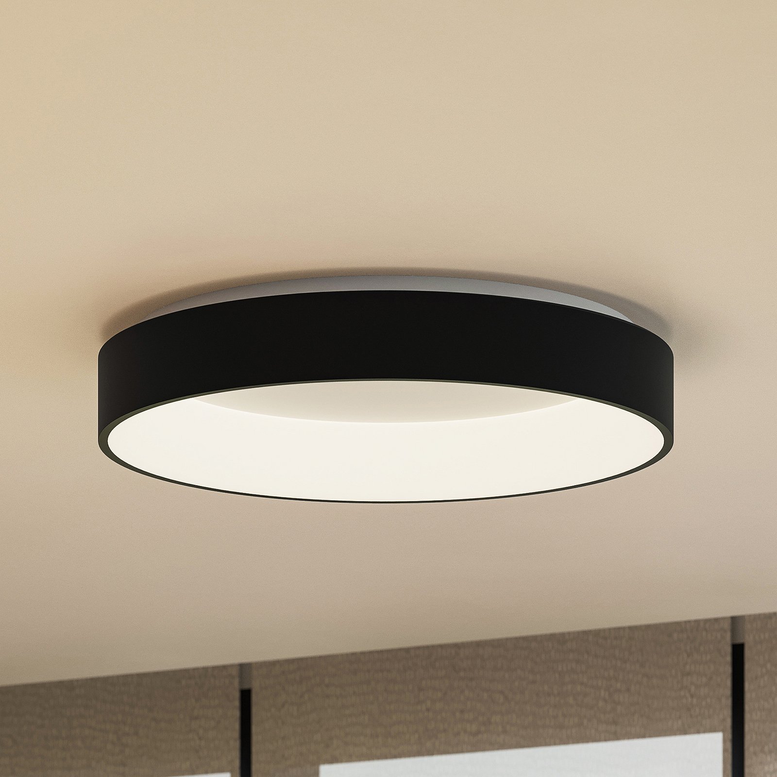 Arcchio LED-Deckenlampe Aleksi, Ø 60cm, schwarz, Metall, CCT