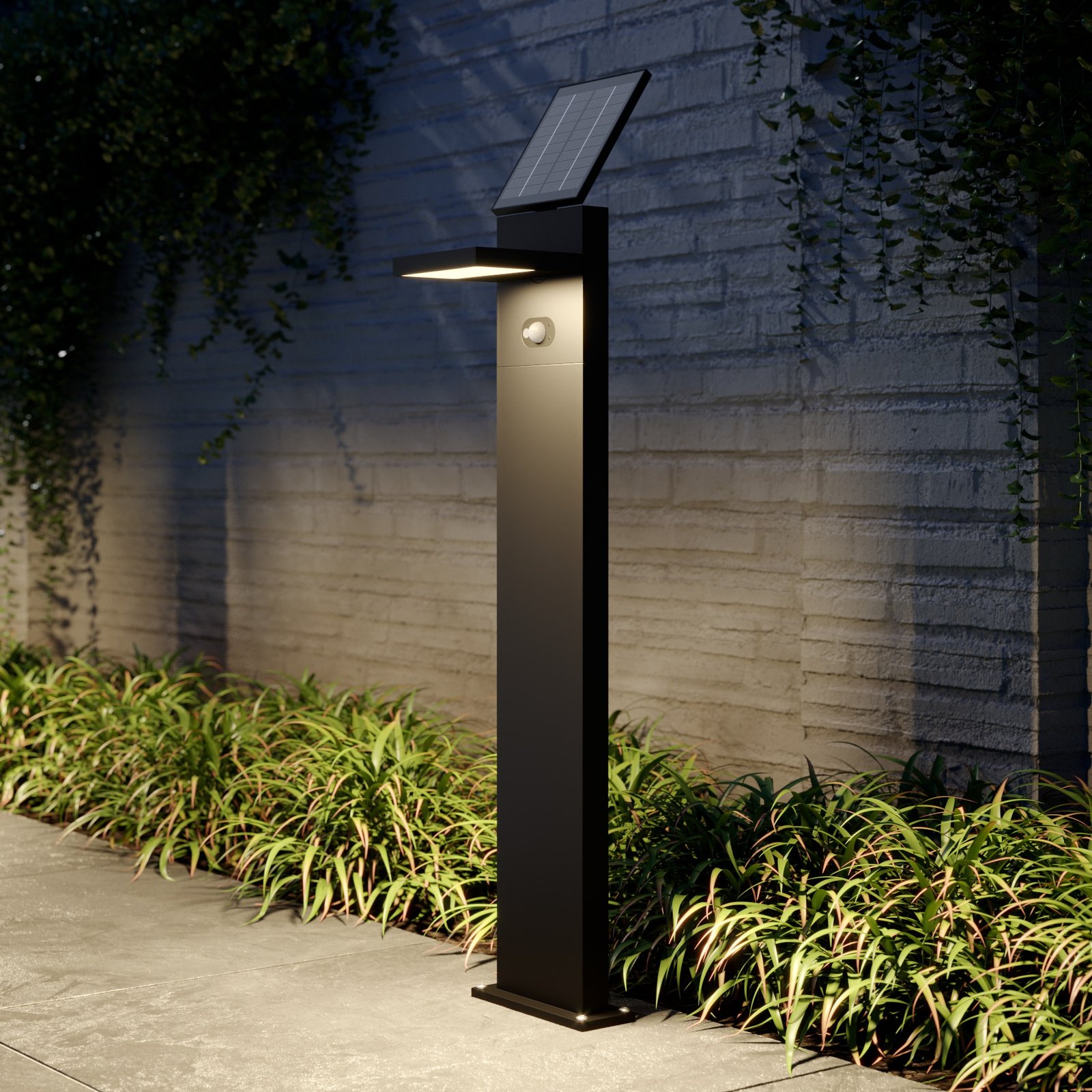Lucande LED-Solarwegelampe Silvan, 100cm, Sensor, anthrazit