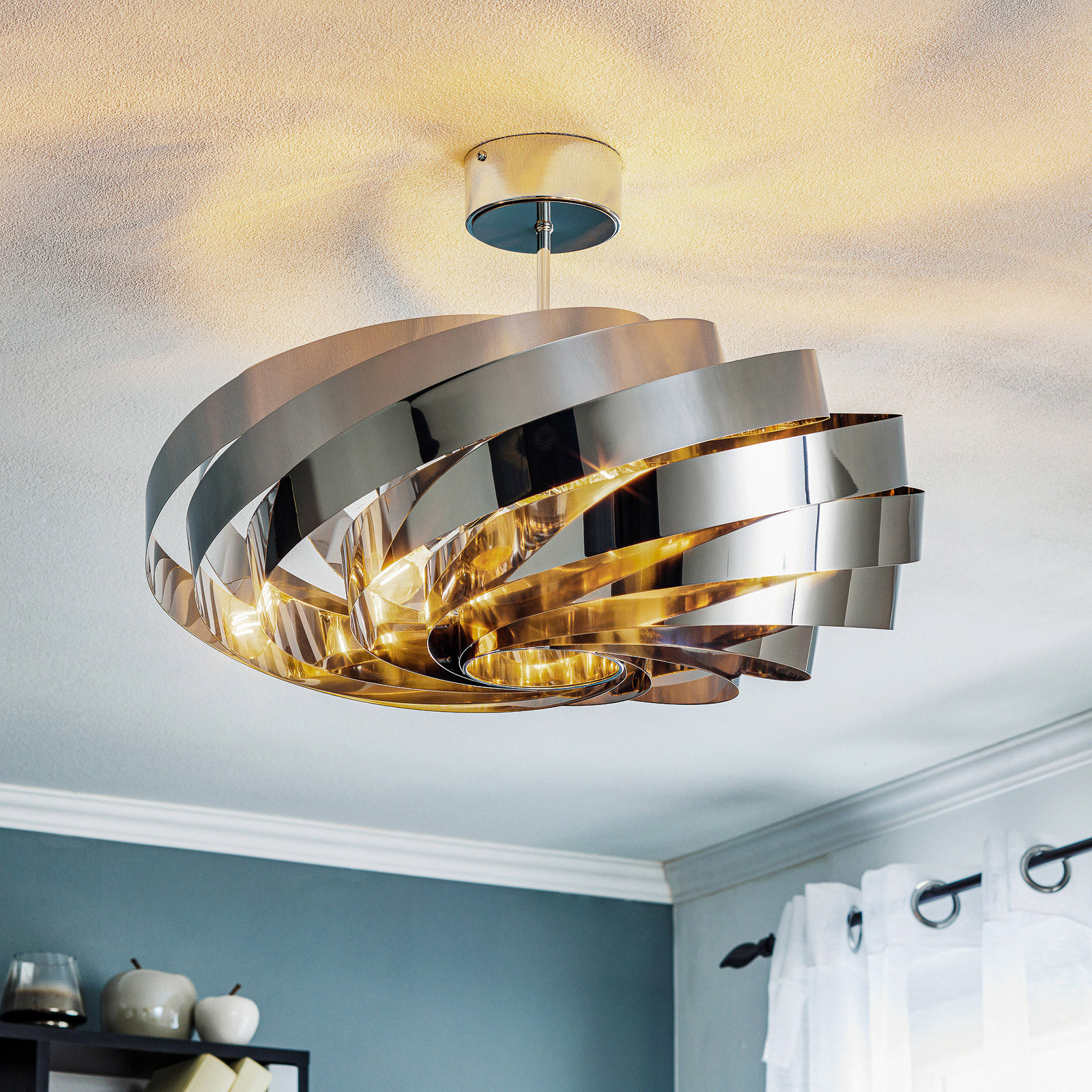 Vento taklampa, krom nickelfärgad, Ø 60 cm, metall