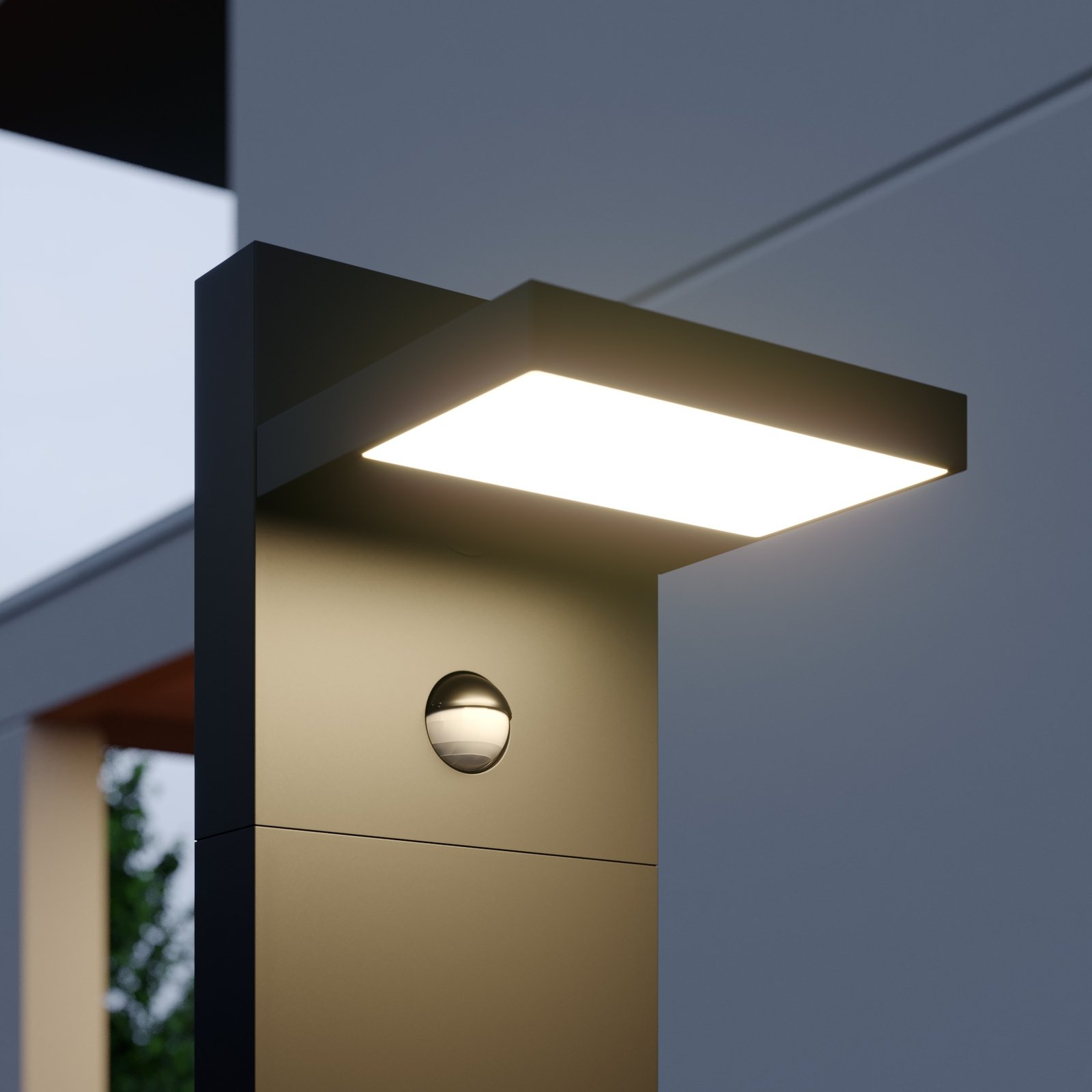 Lucande Candeeiro de caminho LED Silvan, 100 cm, sensor, antracite
