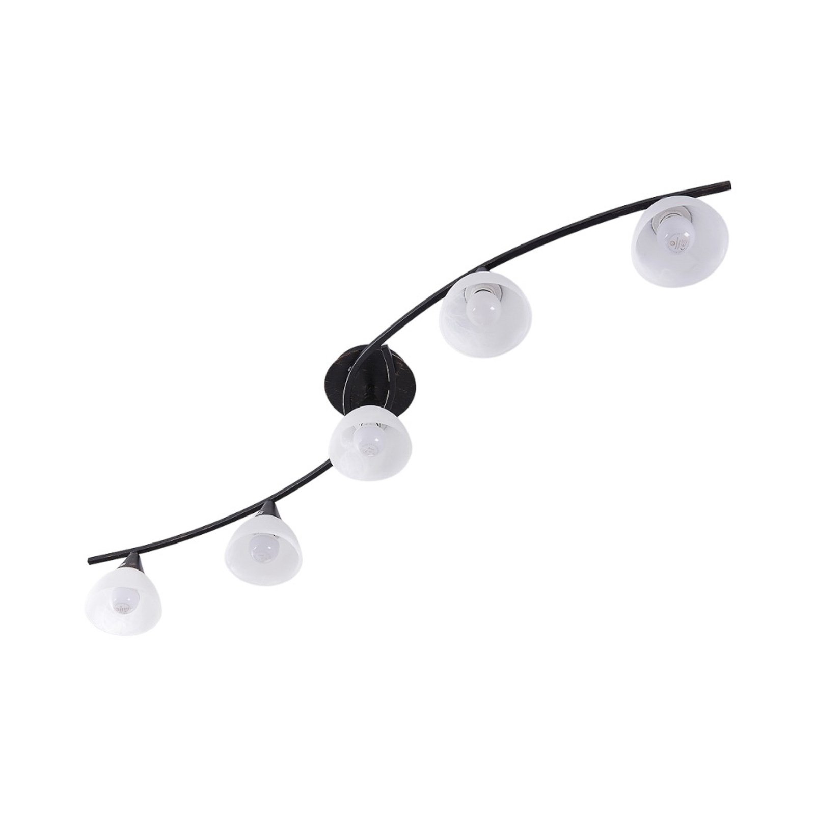 Lindby candeeiro de teto Della, preto-dourado, 110 cm, 5 lâmpadas, E14