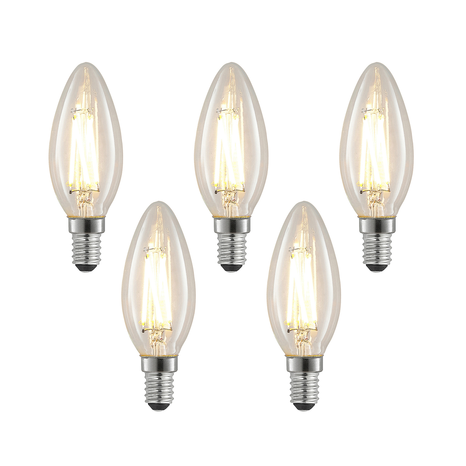 Bec LED filament E14 4W 827 lumânare dimabil 5x