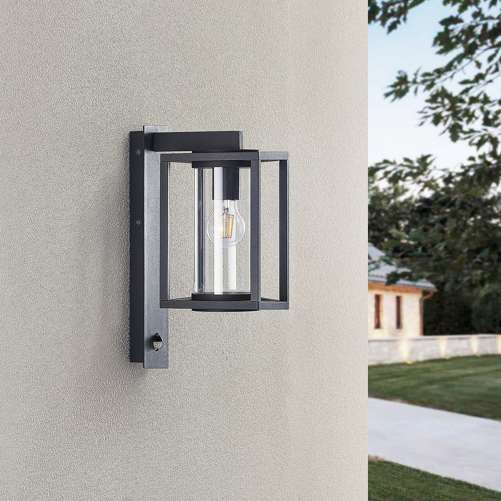 Lucande lampă de perete de exterior Ferda, set de 2, antracit senzor IP44