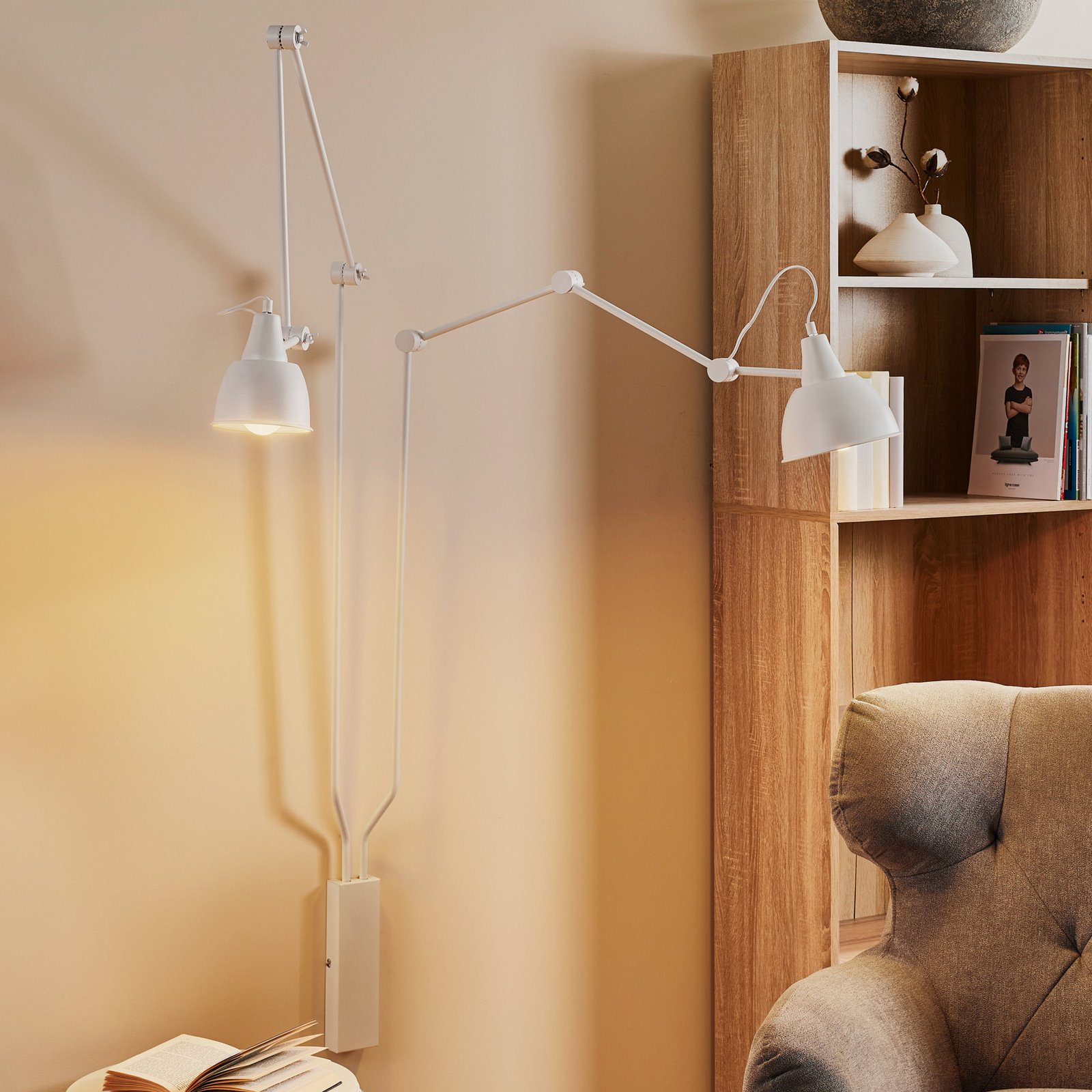 Aplique de pared 814, regulable, 2 luces, blanco