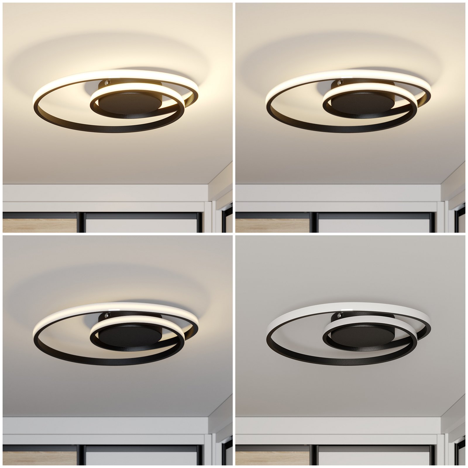 Lindby Kyron LED plafondlamp, zwart mat