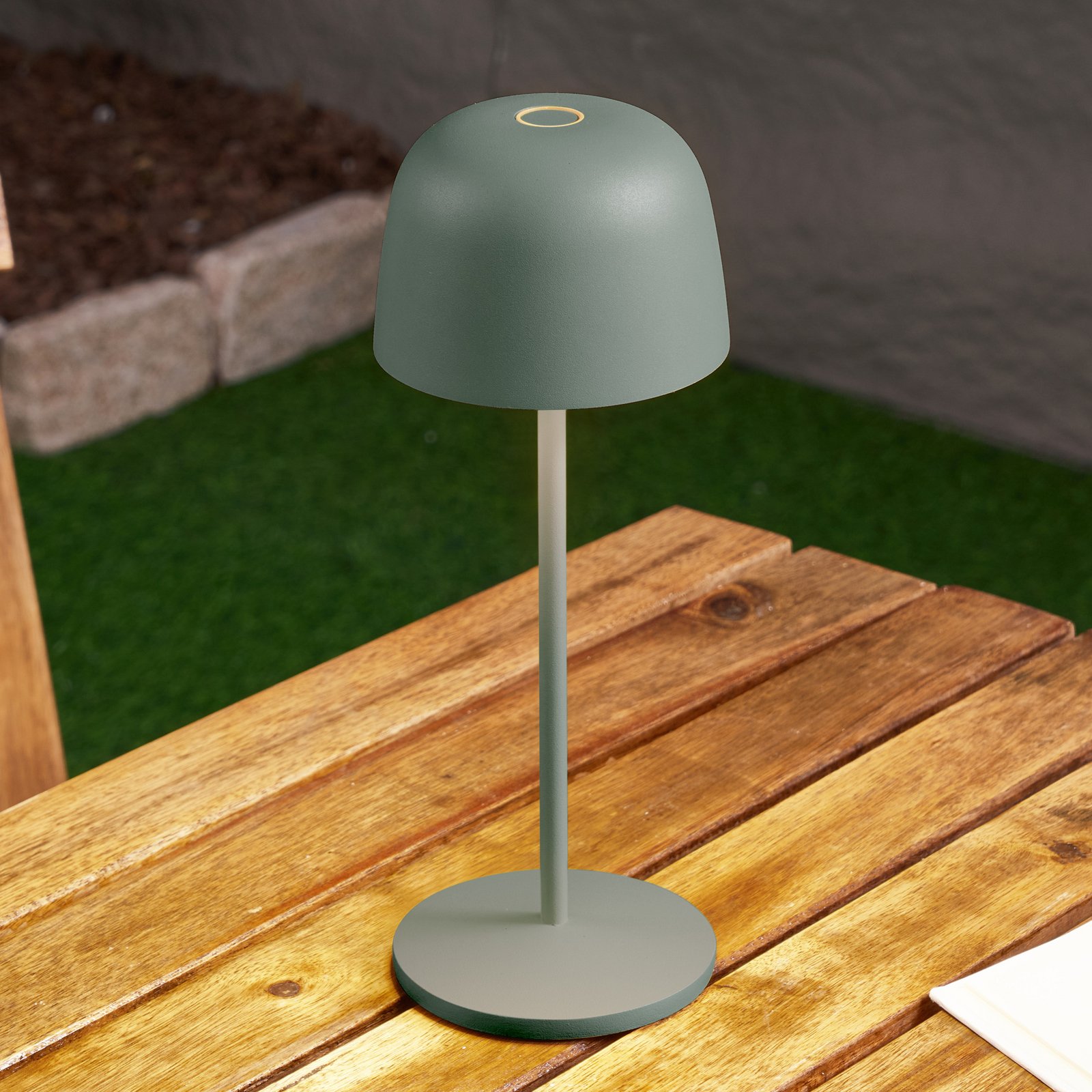 Lindby LED-Akku-Tischleuchte Arietty, grün, dimmbar, IP65