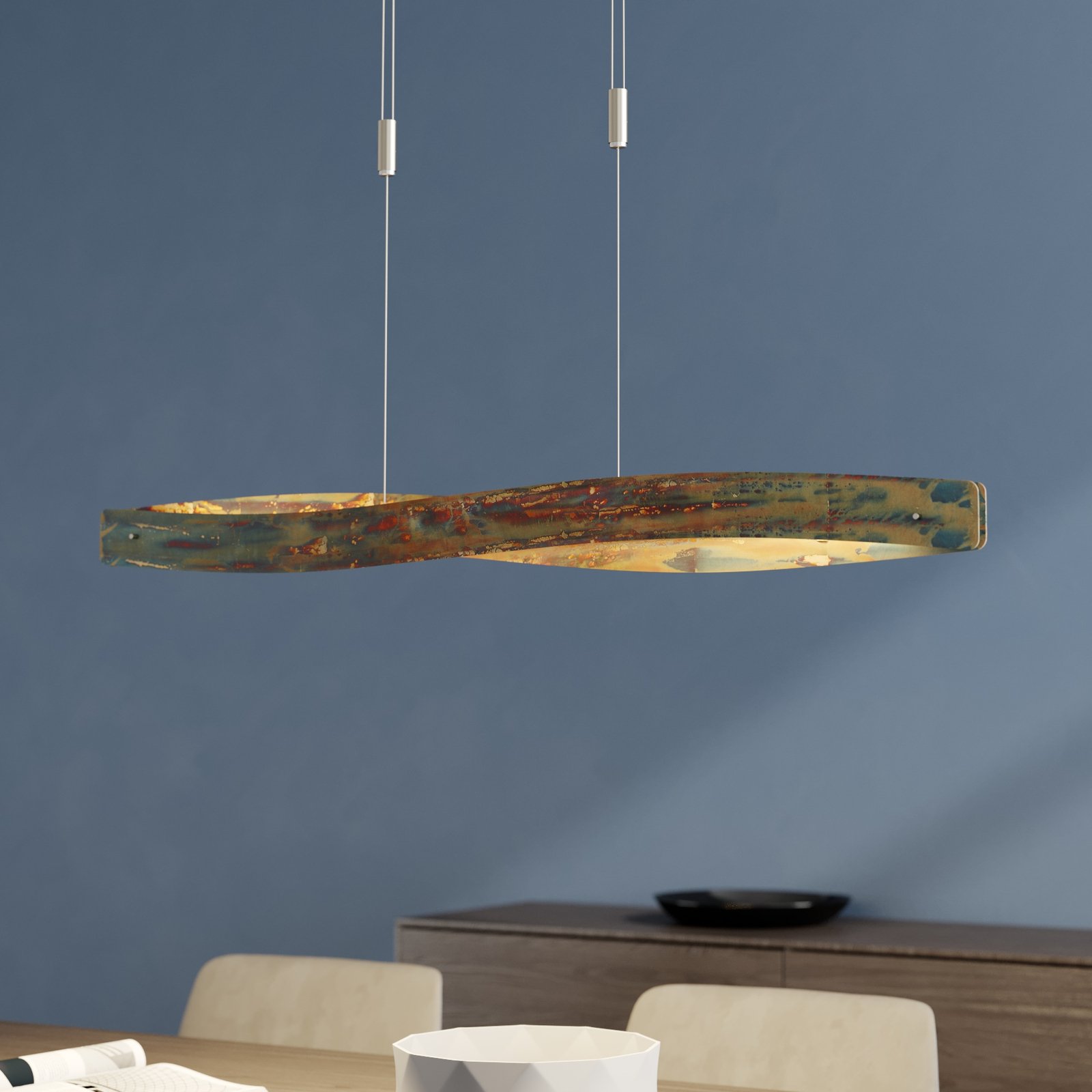 Lian LED pendant light with oxidised surface