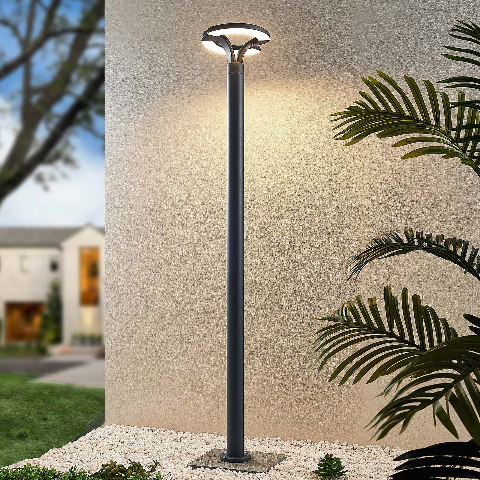 Lindby LED-utelampe Keily, sirkel, antrasitt, metall