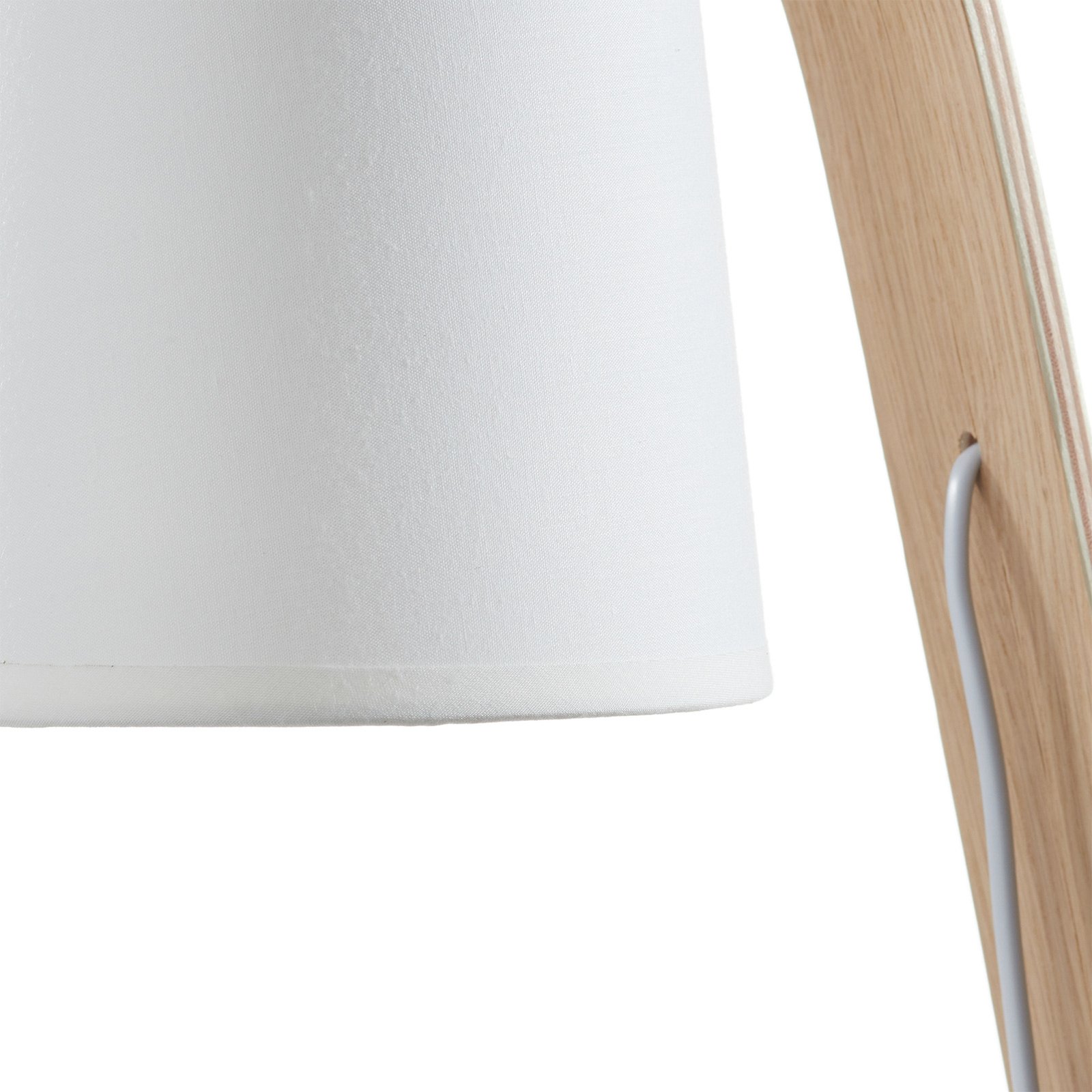 Weiße Holz-Tischleuchte Nordic mit Stoffschirm