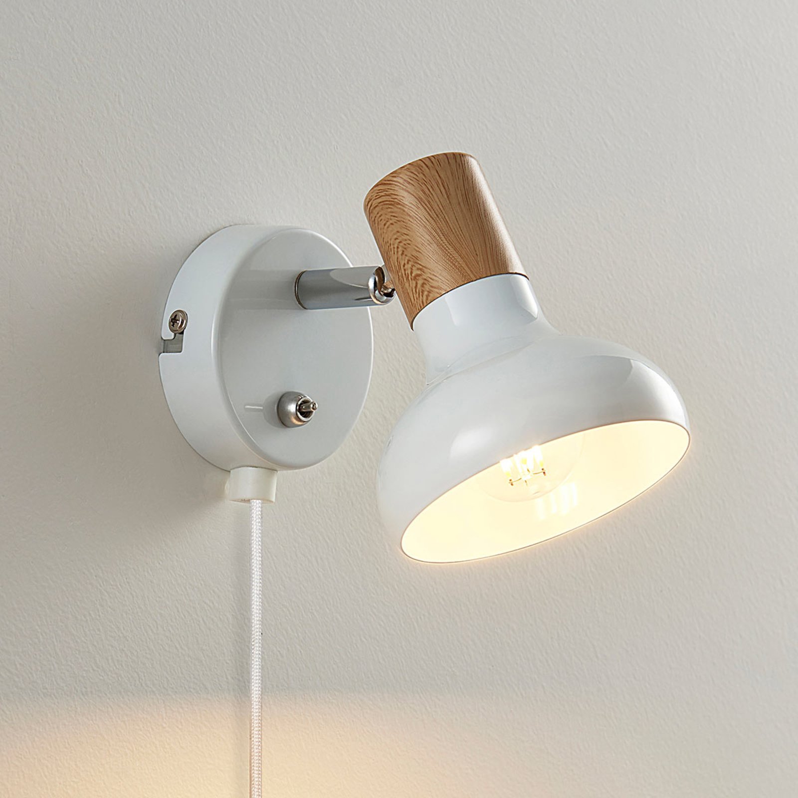 Lindby Wandstrahler Fridolin, 14cm, weiß, Metall, Schalter