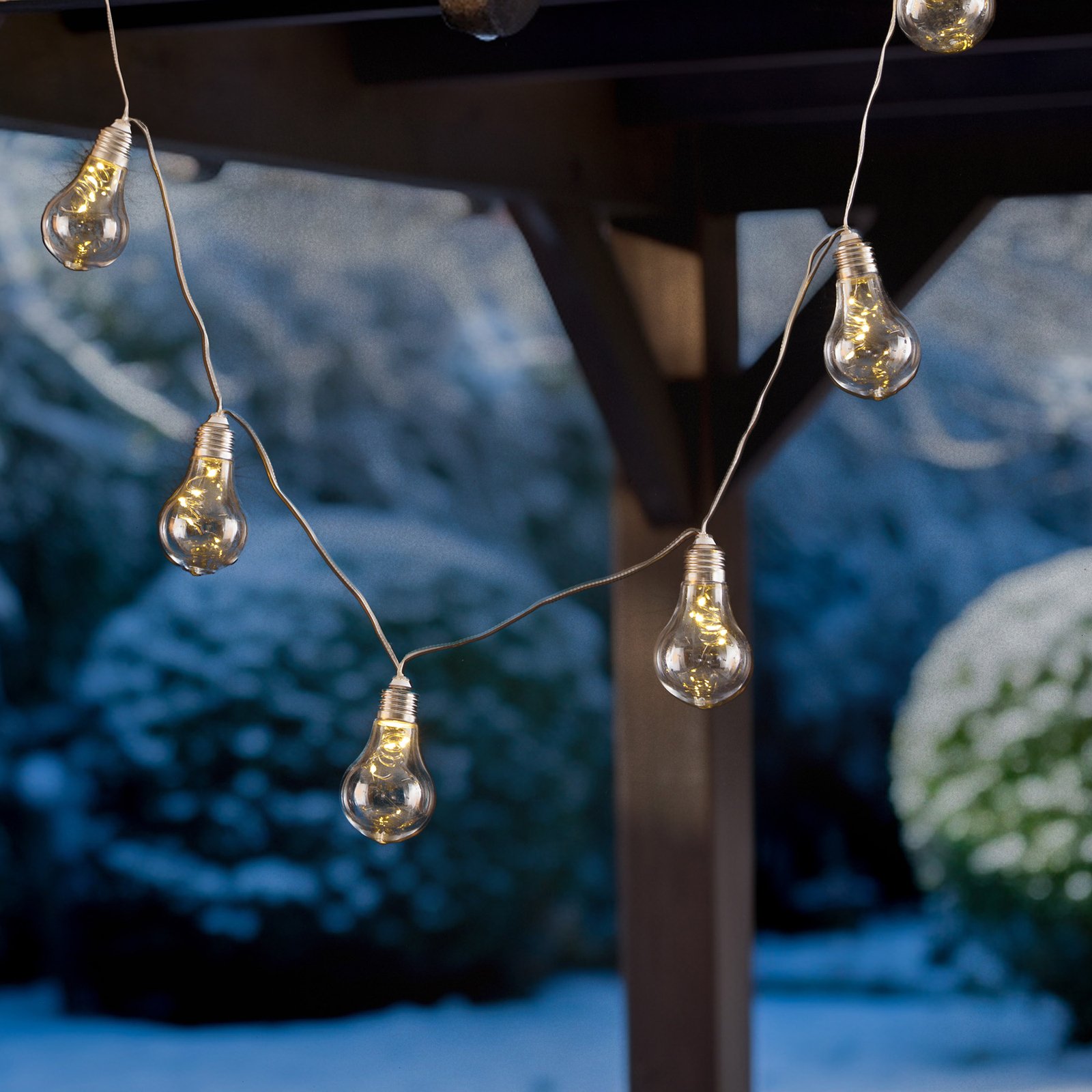 Lindby LED-Solar-Lichterkette Lampini, 200 cm, schwarz, IP44