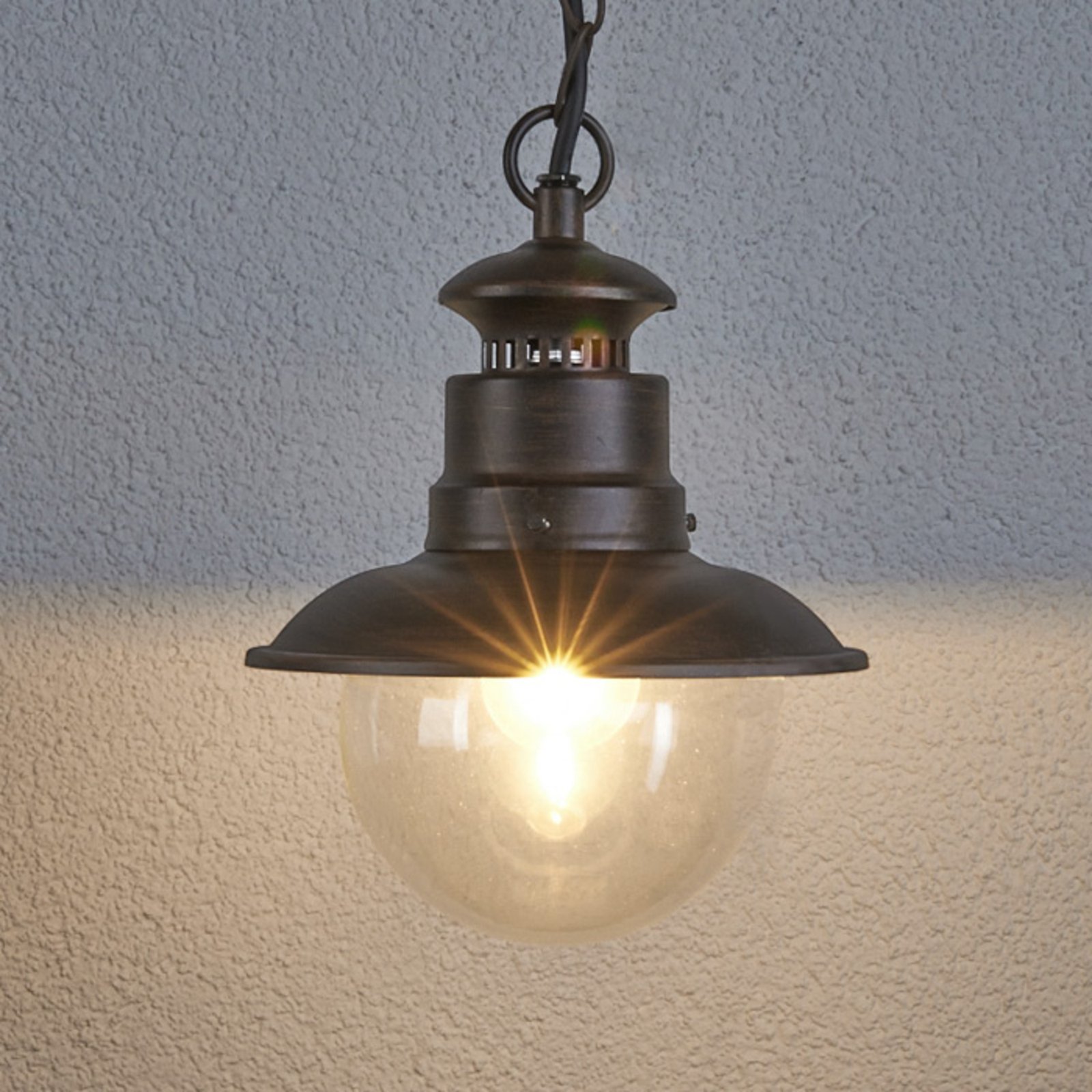 Lampa wisząca zewnętrzna Lindby Eddie, rdza, metal, IP44, E27