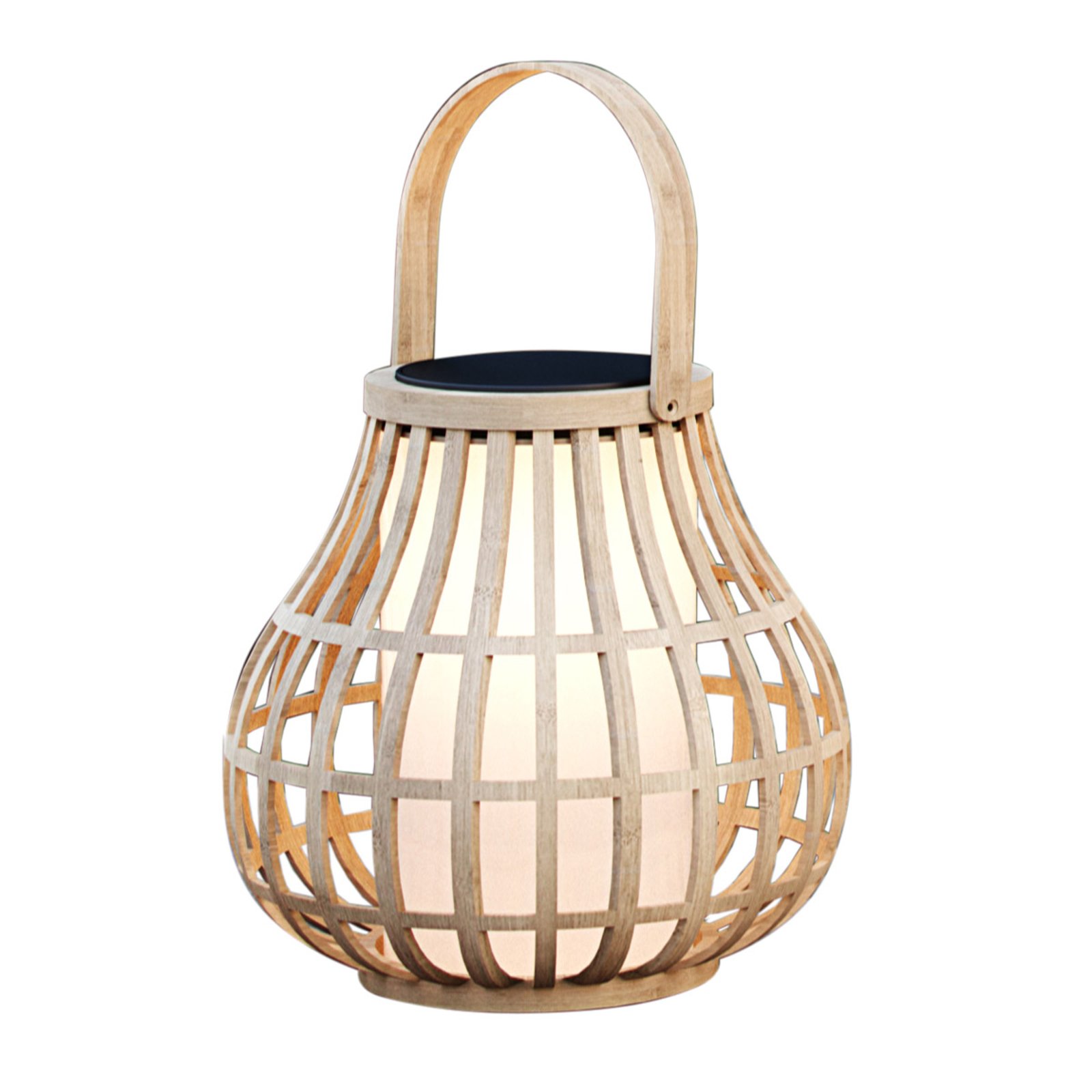 LED-Solar-Dekoleuchte Leo aus Bambusholz