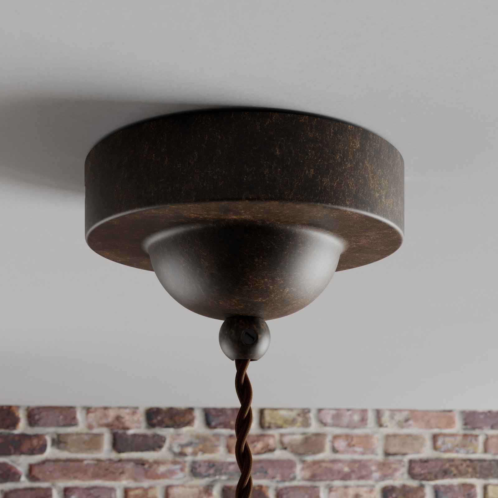 Lindby suspension Louisanne, marron, métal, Ø 35 cm