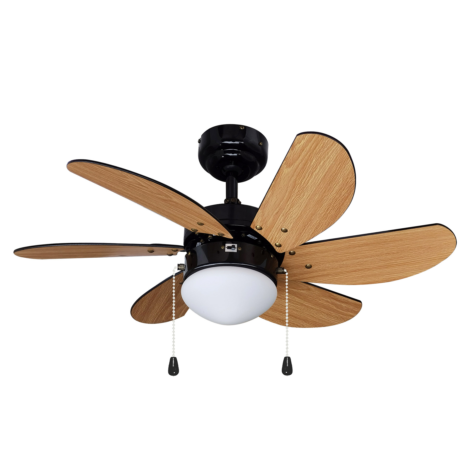 Lindby Deckenventilator Minja, schwarz, leise, 78 cm, E14