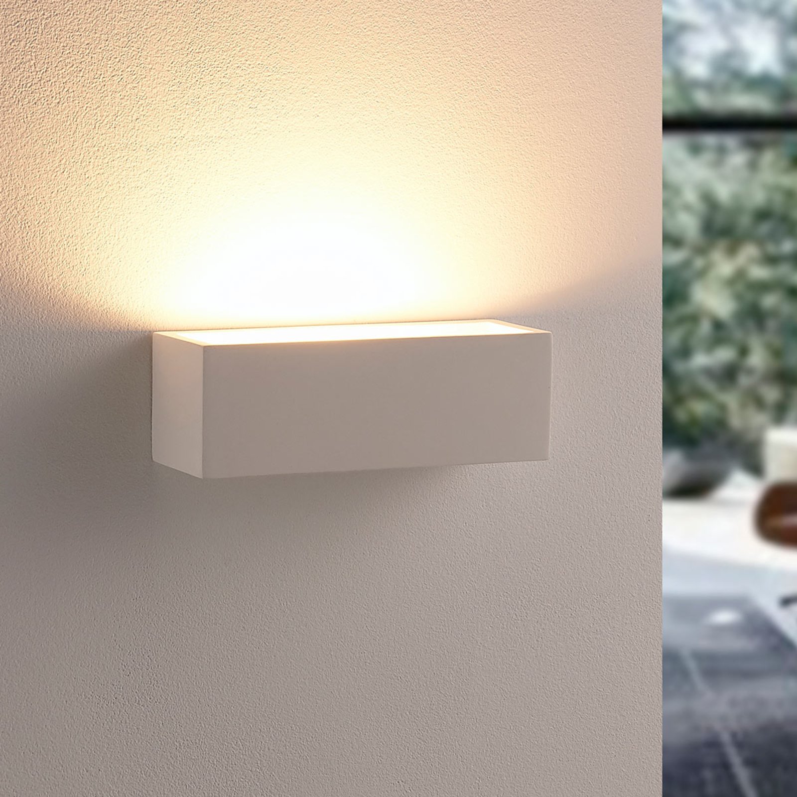 Lindby Santino wall light, 22 cm, plaster, G9, can be painted