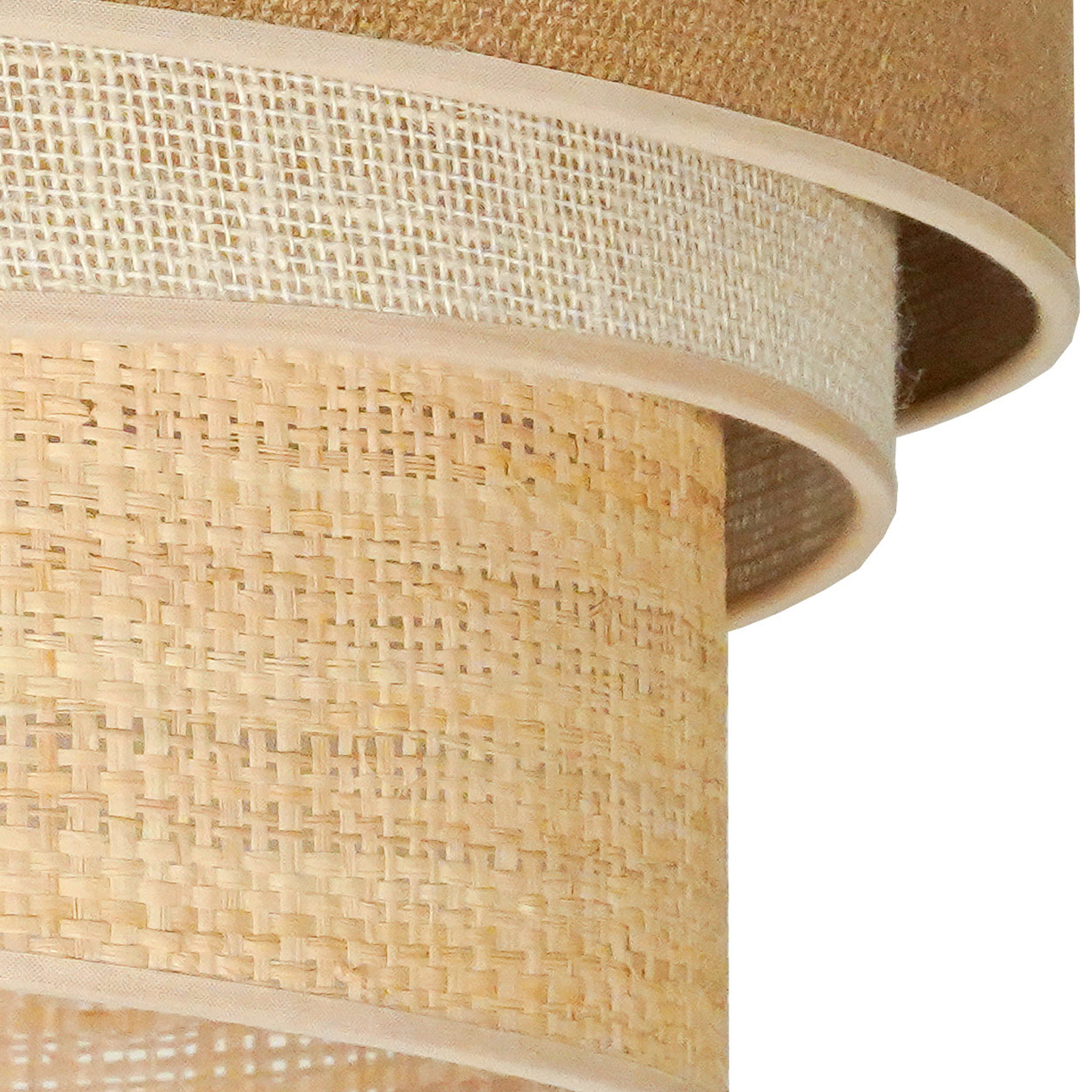 Euluna závěsné světlo Trio juta, přírodní hnědá/bílá/rafie, Ø 45 cm