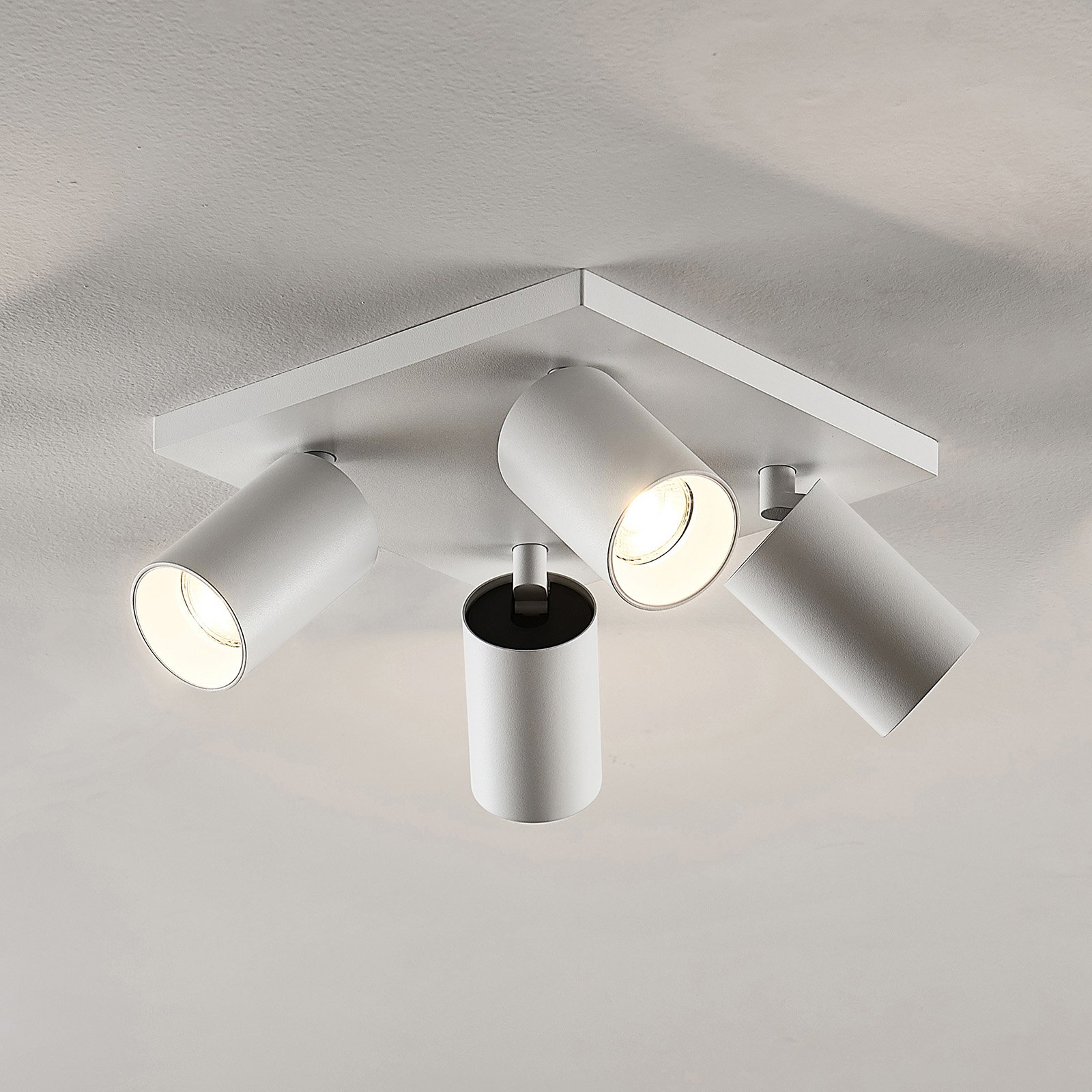 Arcchio Strahler Brinja, weiß, eckig, Ø 6 cm, 4-flg., GU10